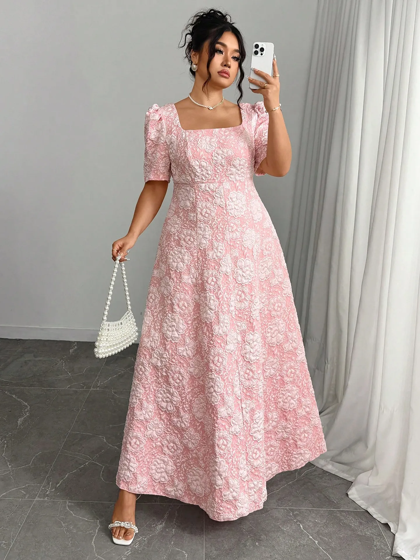 knee length dresses for ladies Yvette Lace A-Line Midi Dress - Pink main image 1