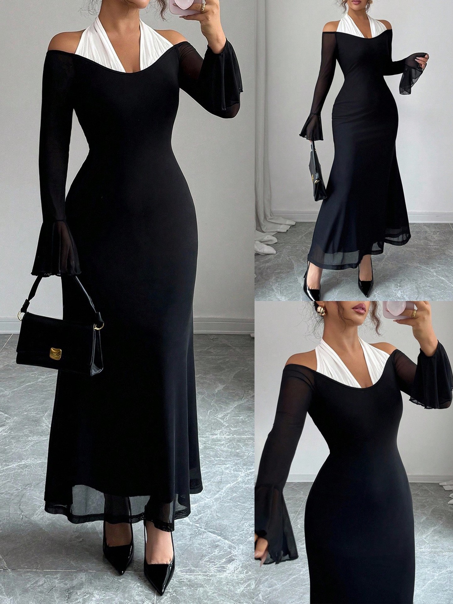 Black-White Contrast Bodycon Dress