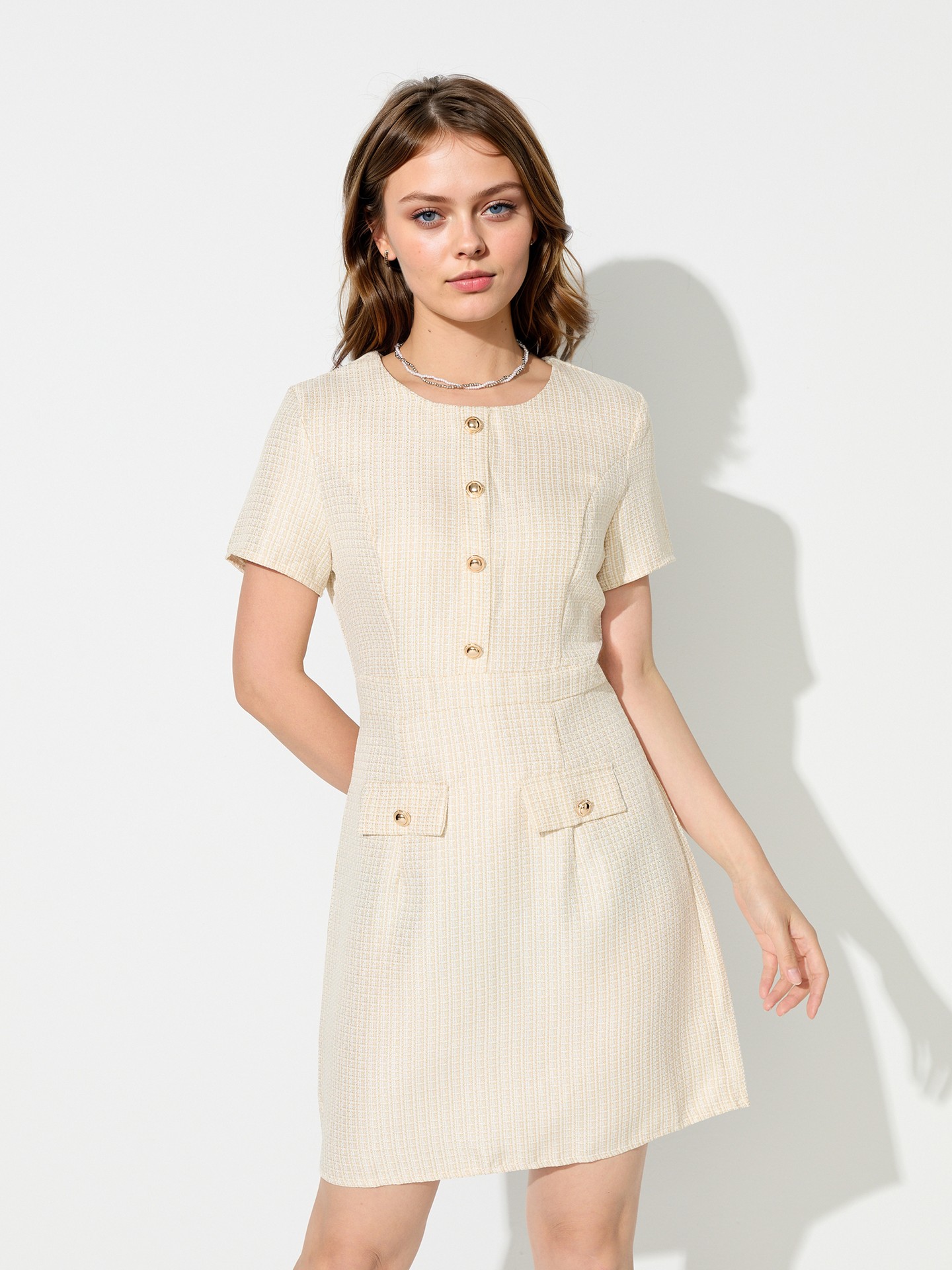 Apricot Pocket A-Line Dress
