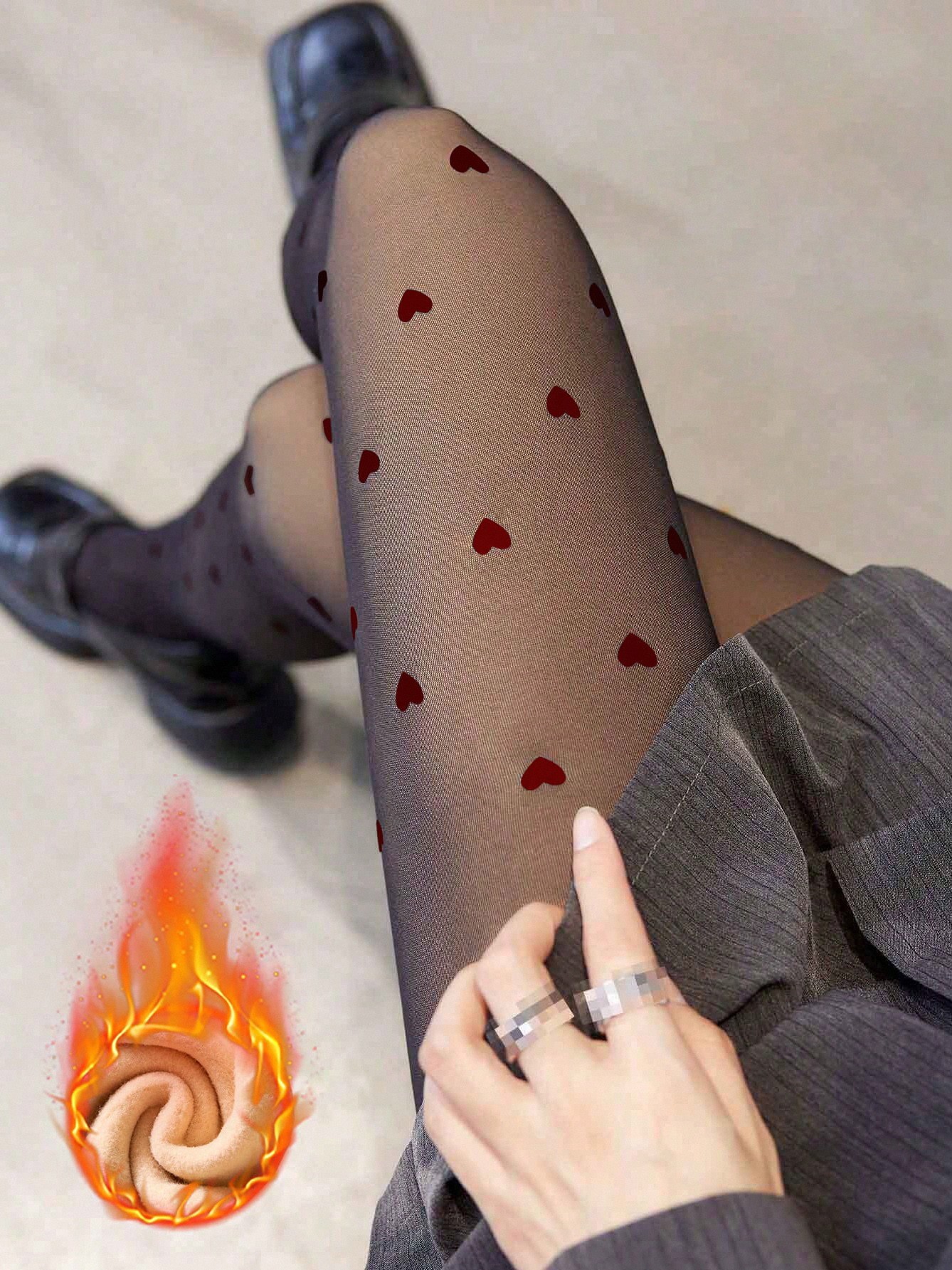 Red Fleece-lined Heart Tight