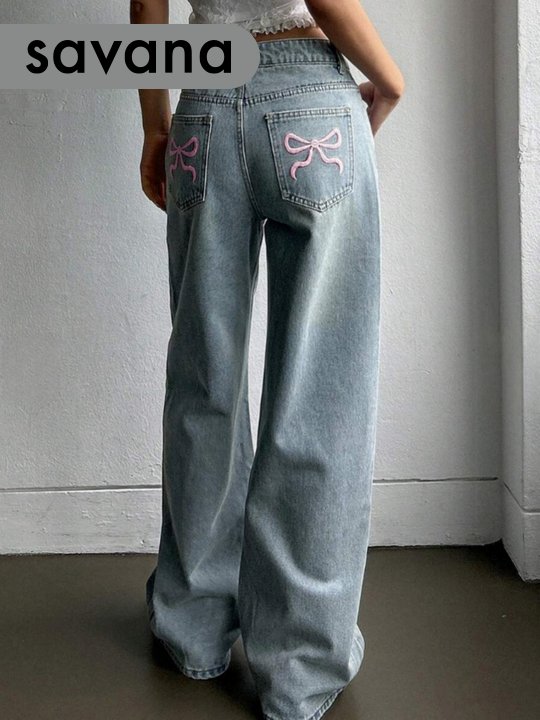 Embroidered Straight Leg Jeans