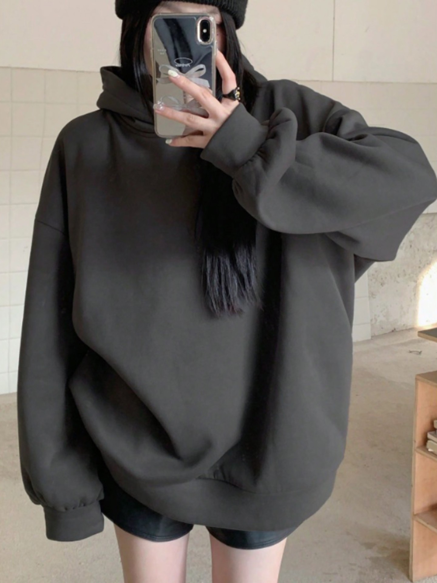 Dark Grey Pullover Sweatshirt