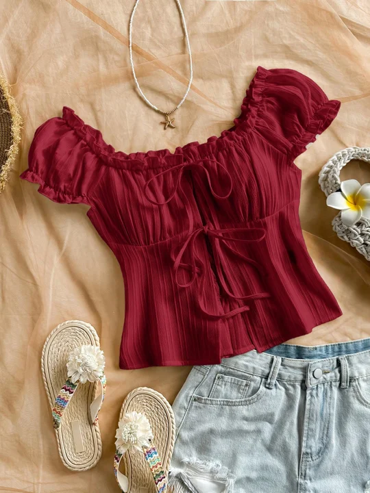 ジプソフィア　Ruffle Top Red White 2枚 Ruffle Top | Savana | Bestsellers