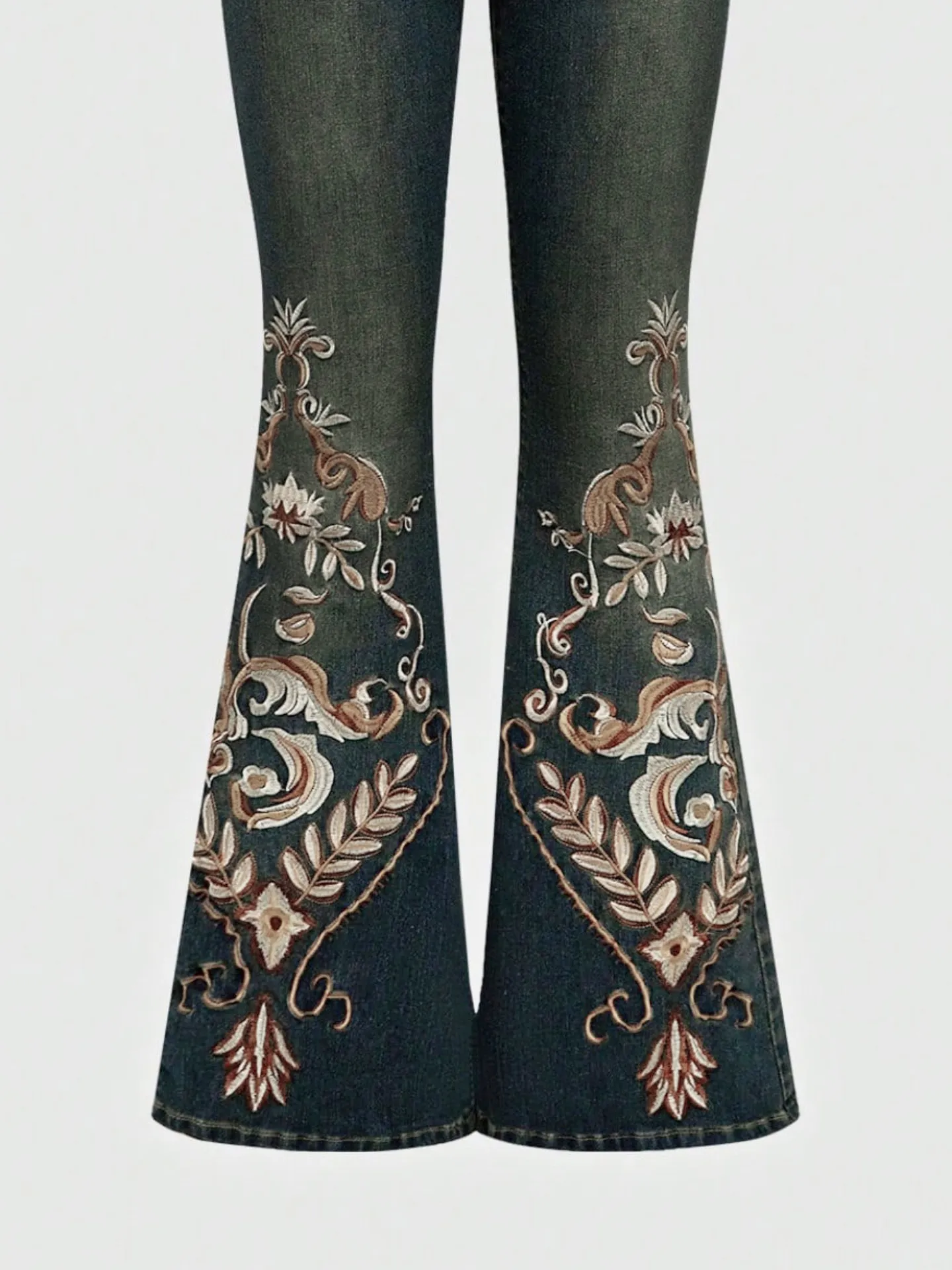 Embroidered Flare Leg Jeans main image 0