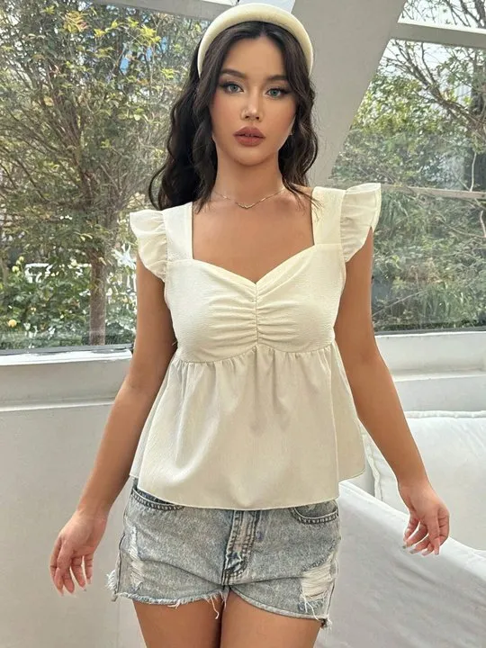 AMOMMA RAFFLE FRILL TOPS (IVORY) AMOMMA /RAFFLE FRILL TOPS