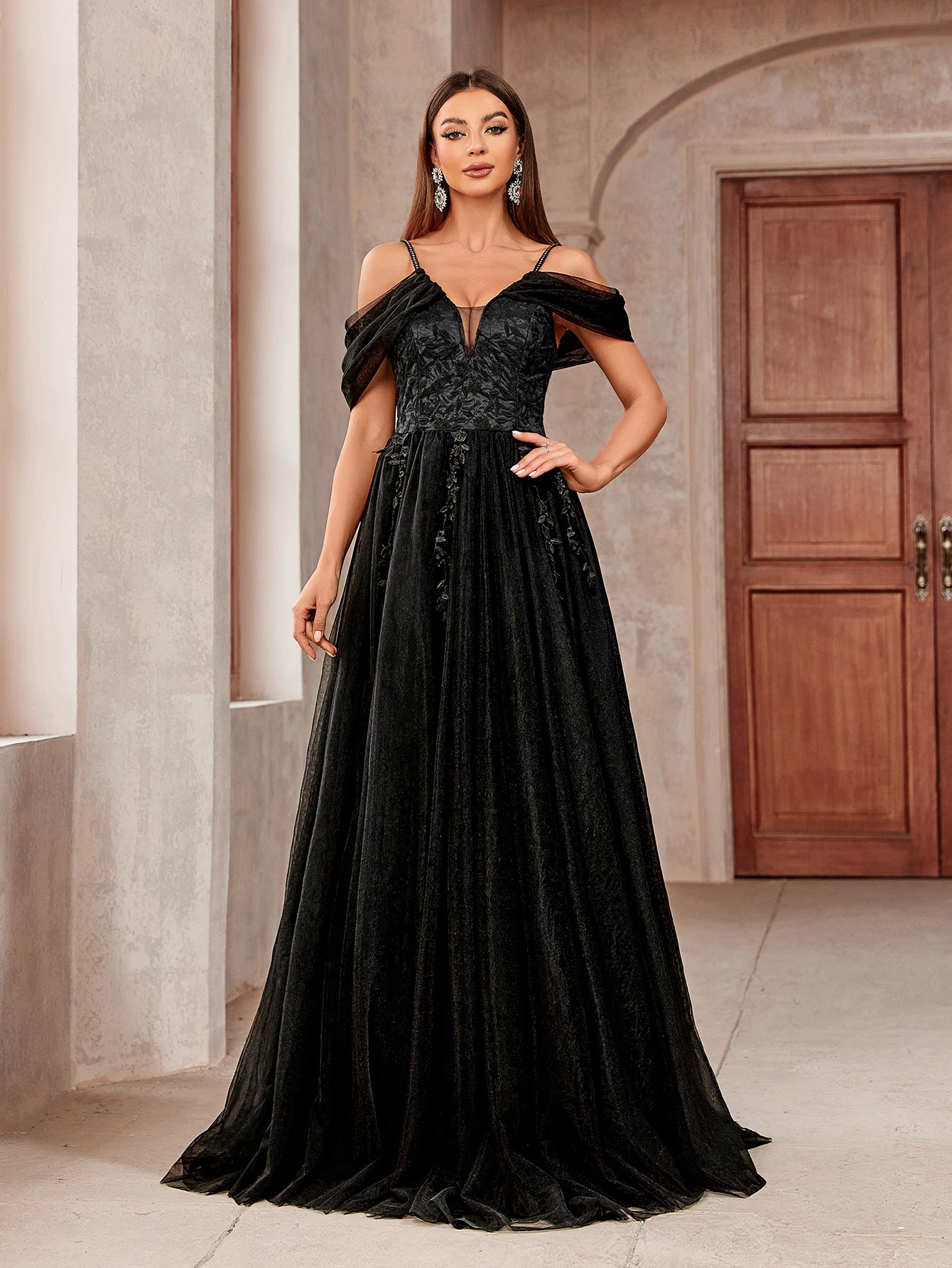 Black Open Back A-Line Dress