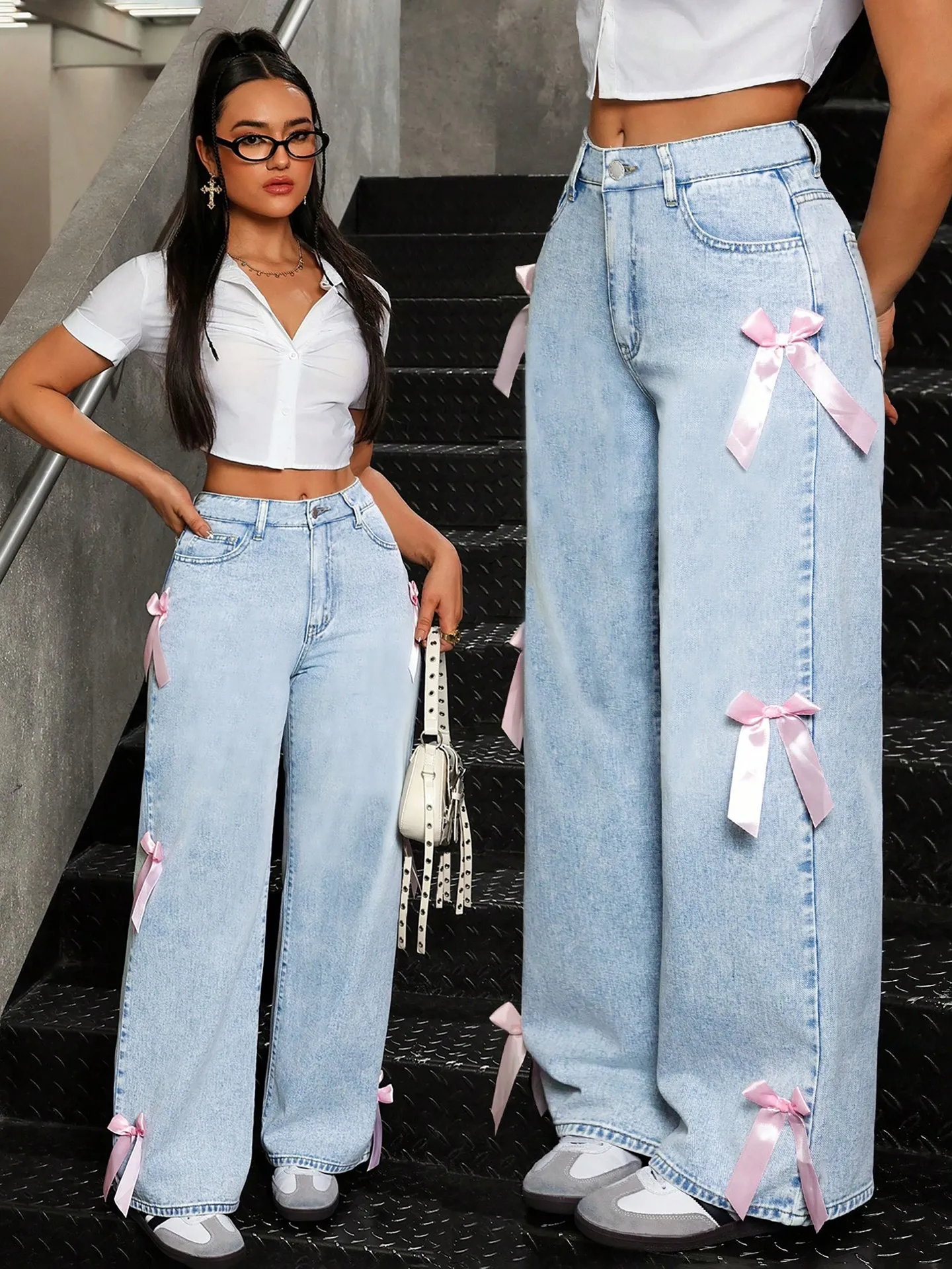 Bow Straight Leg Jeans | Savana | Bestsellers