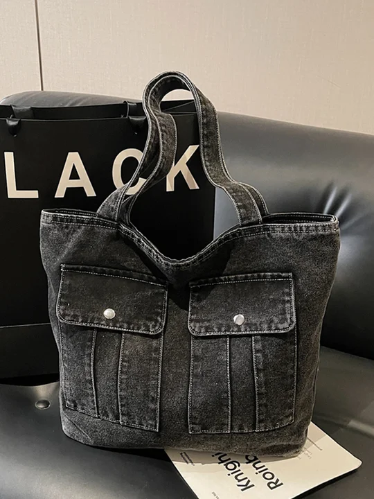 Vintage Dark Wash Pocket Denim Shoulder Bag | Savana | Bestsellers