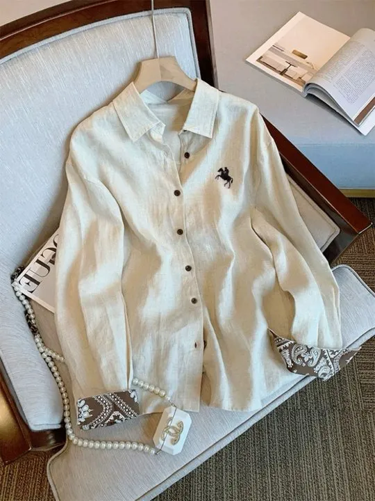 beaded plus size formal dresses Beige Ruffle Detail Button Up Top *FINAL SALE* – SSYS main image 0