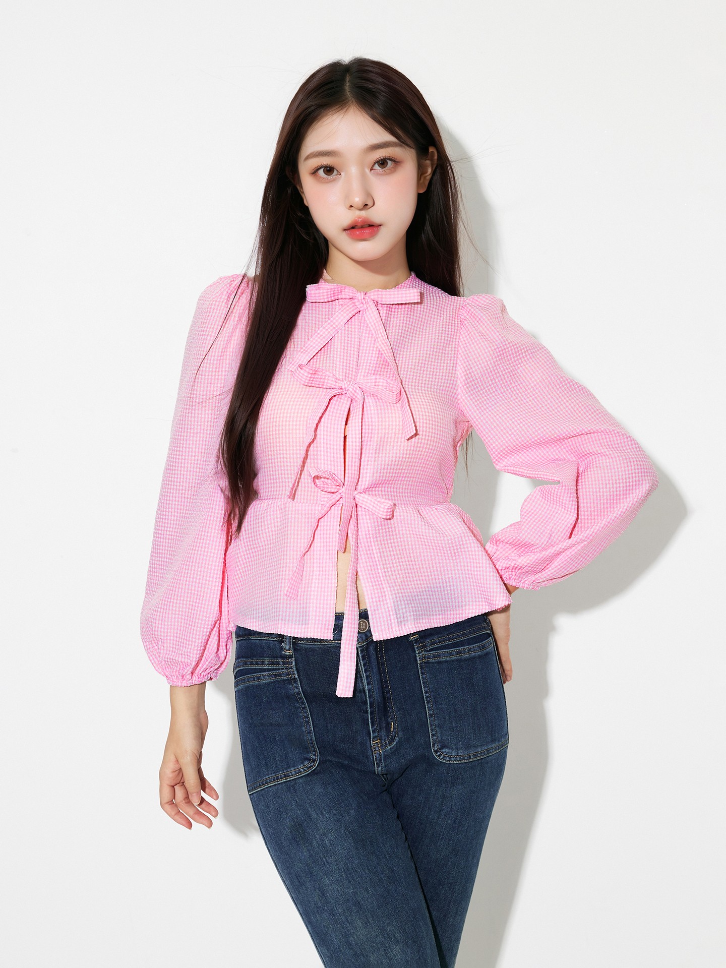 Pink Tied Placket Blouse