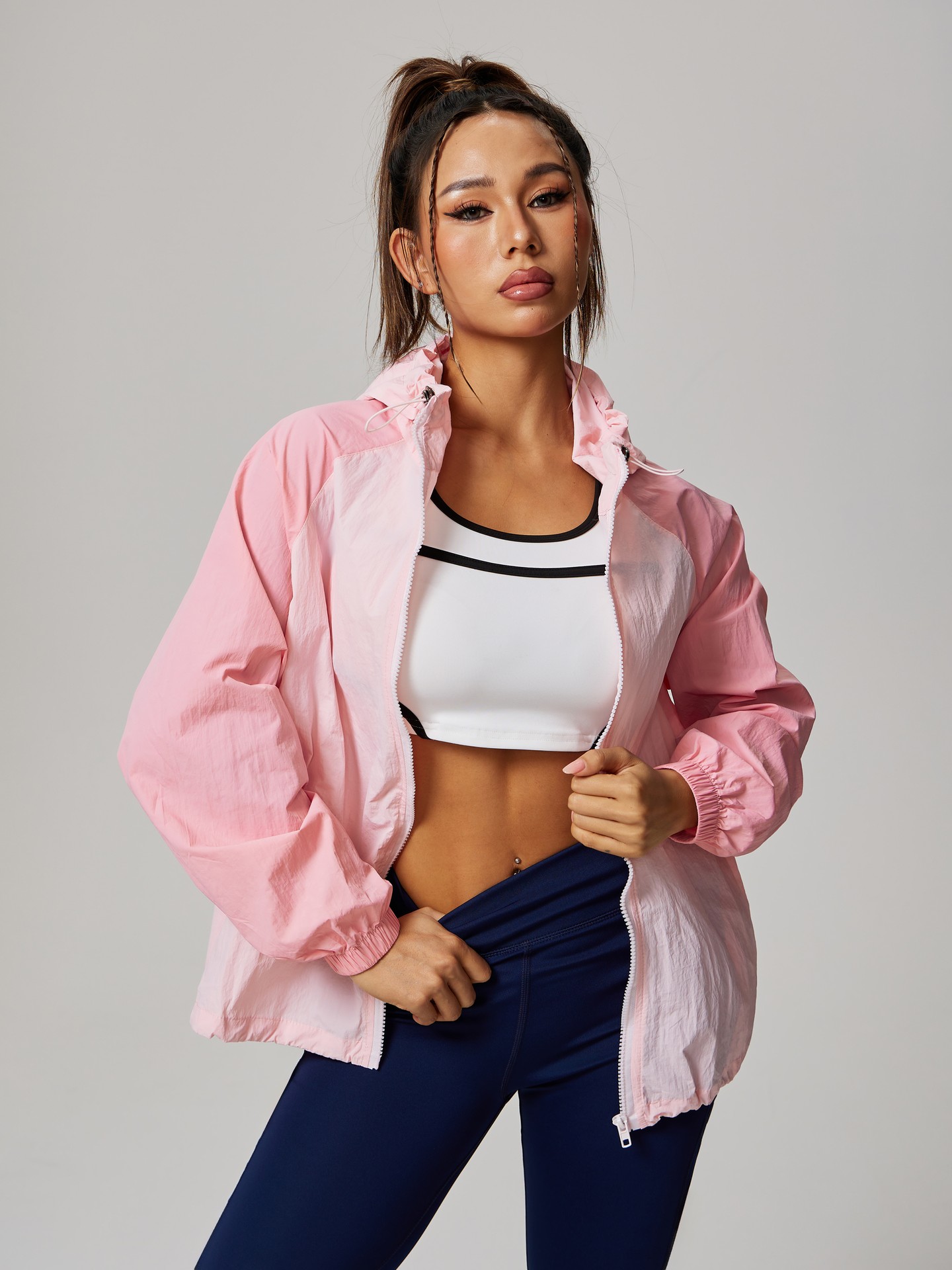 Pink Colour Block Sports Jacket