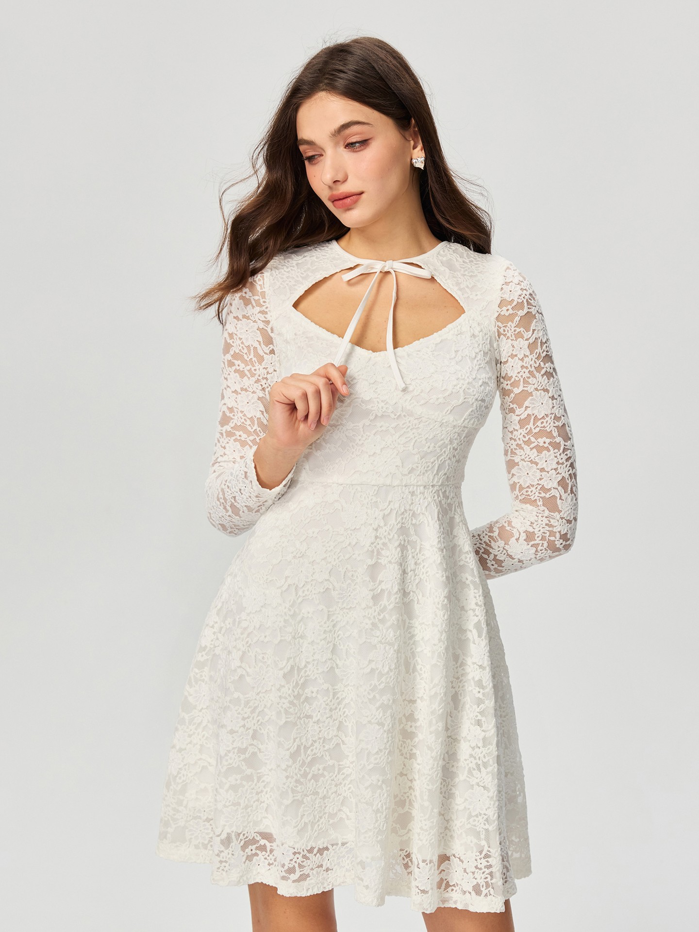 White Cut Out A-Line Dress