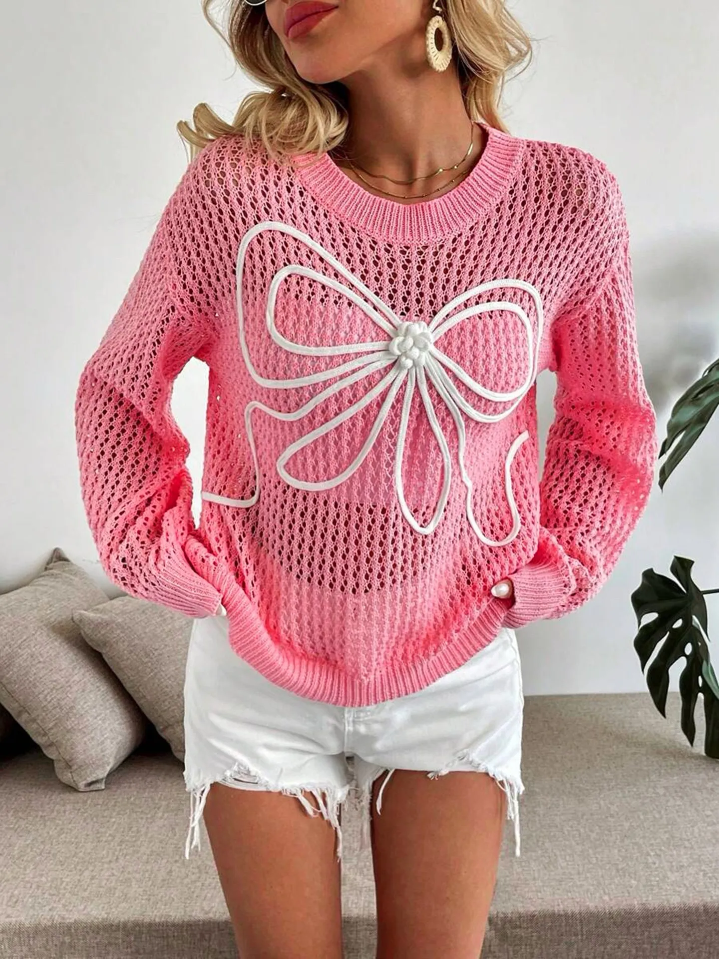 'Love' Yarn Color Block Pull Over main image 1