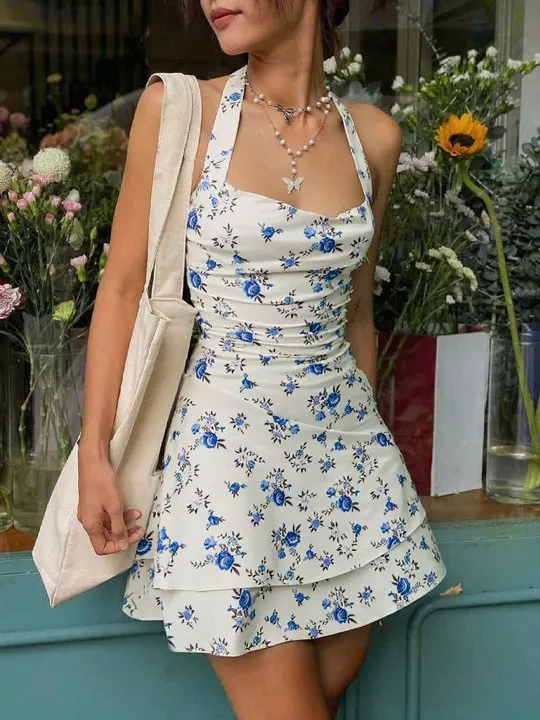 blue dress for baby girl Floral Bodycon Dress - White Multi main image 0