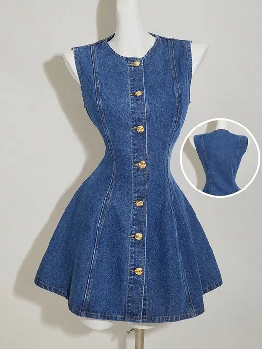 white christmas dresses Buy Sidony Statement Denim Dress Online in India on Miss Mosa main image 1