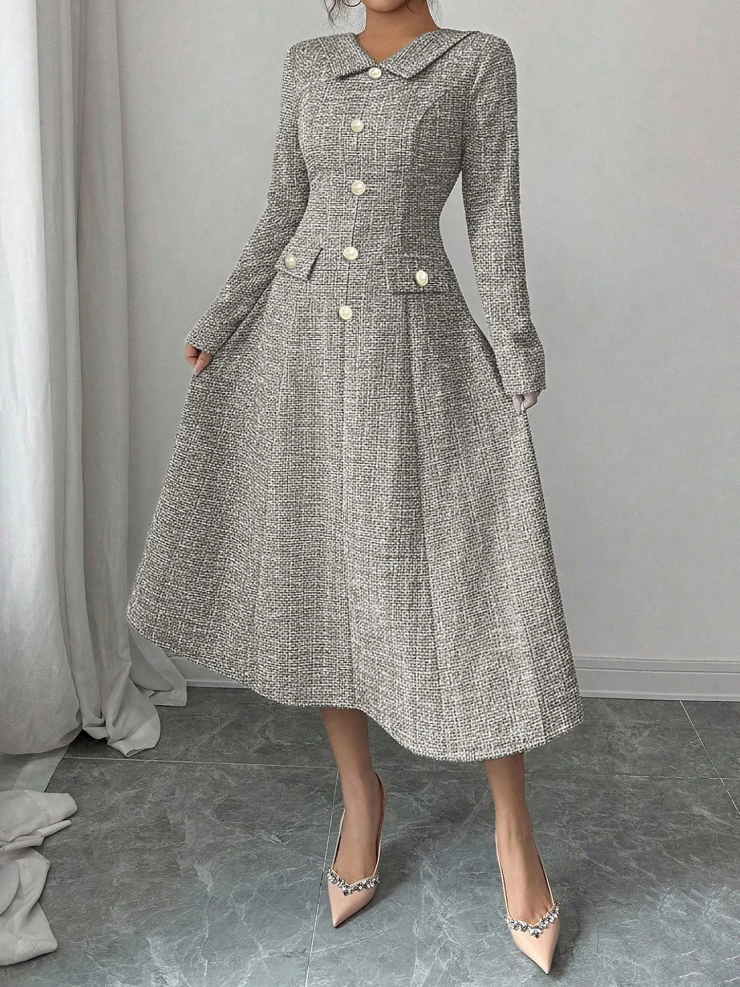 Mini Tweed Button Shirt Dress | Savana | Bestsellers