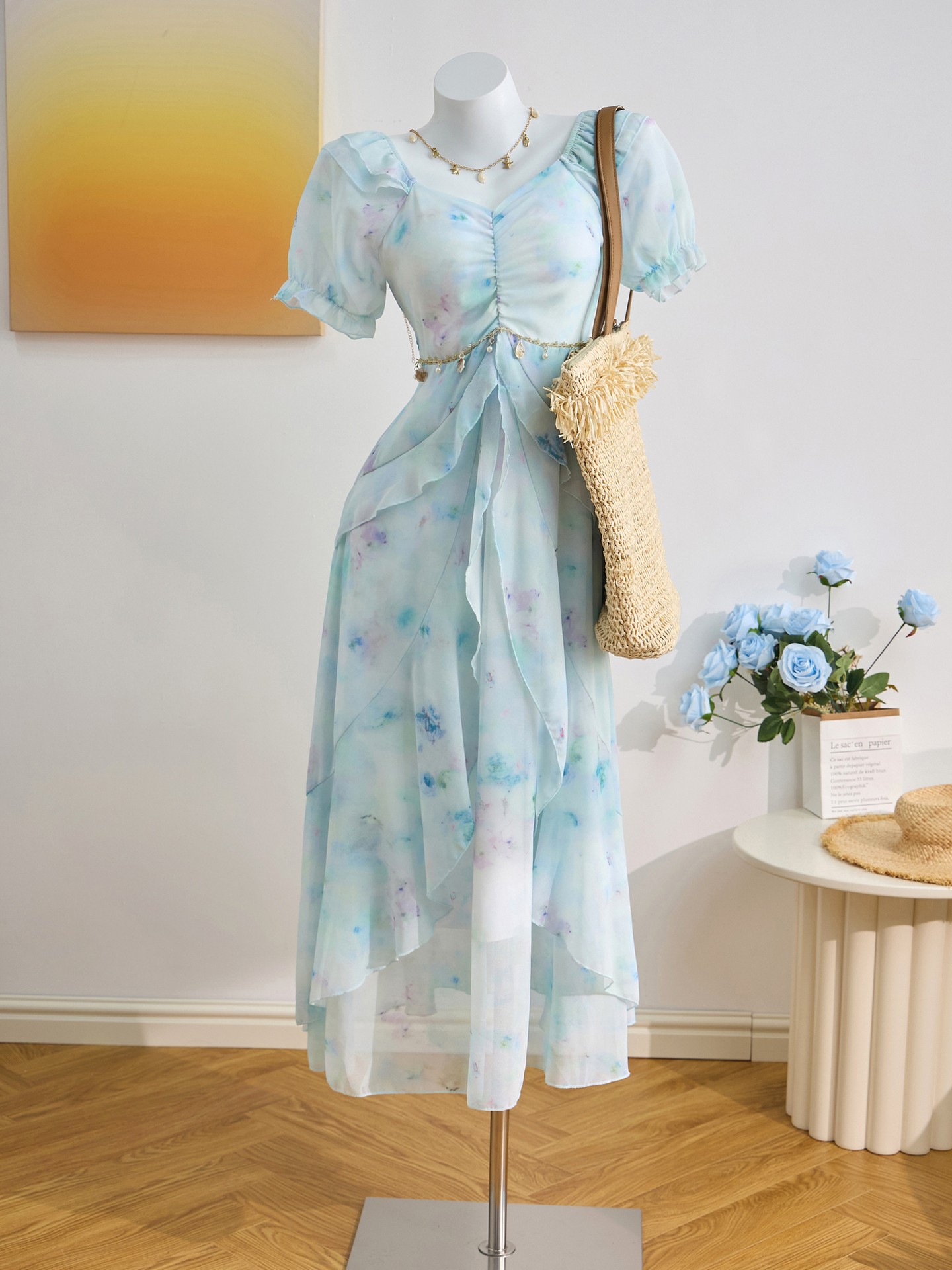 Multicolor Ruffle A-Line Dress