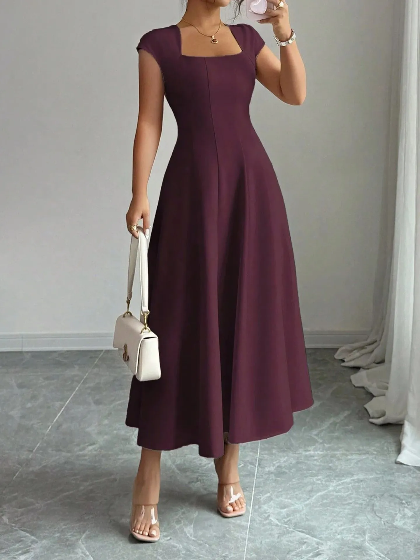 open lace back dress Ellie Wilde EW34116 Size 24 Purple Sheer Lace Shimmer A Line Prom Dress Maxi Slit Formal Gown main image 0