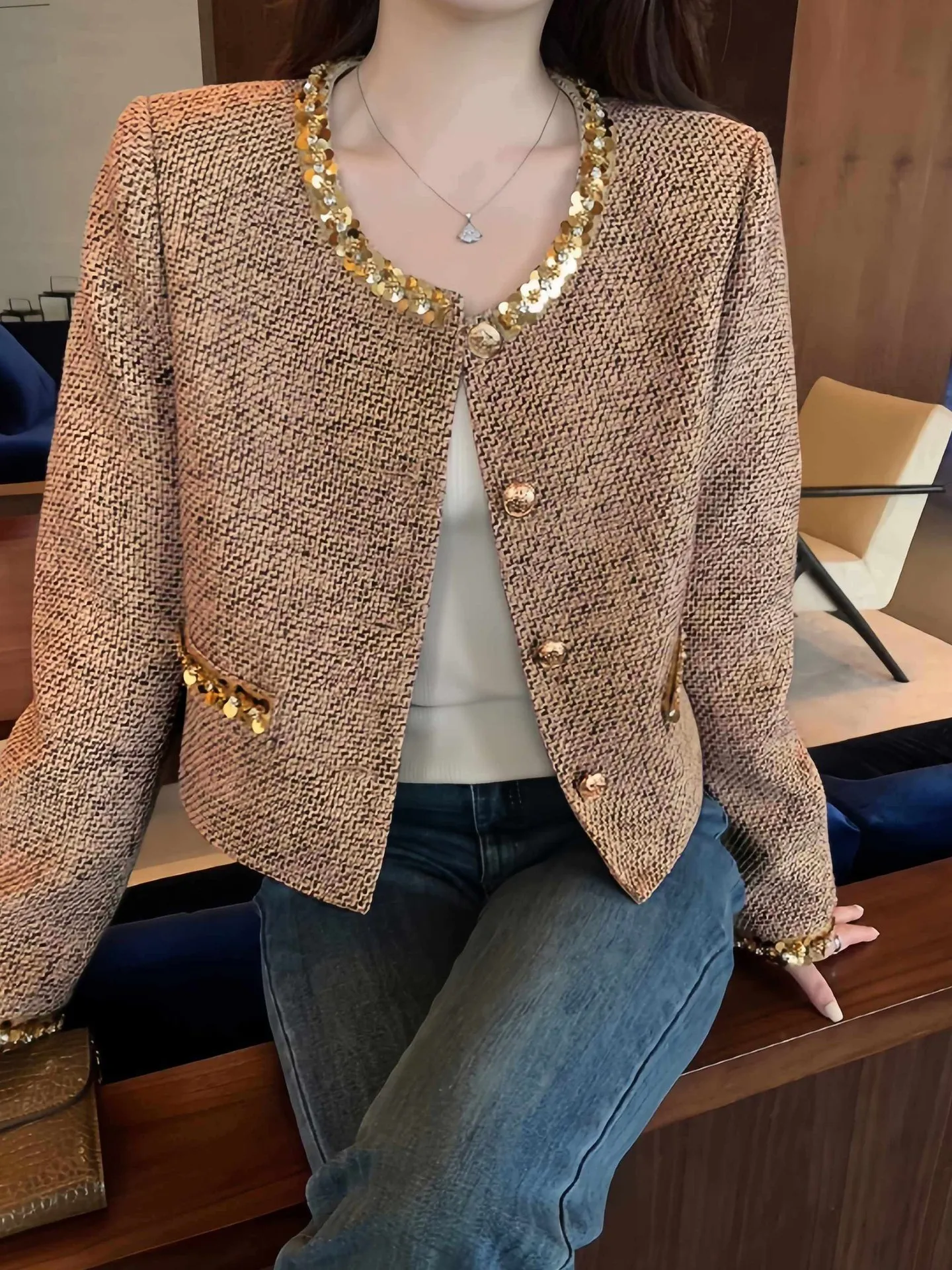 Square Button Jacket Button Jacket | Savana | Bestsellers