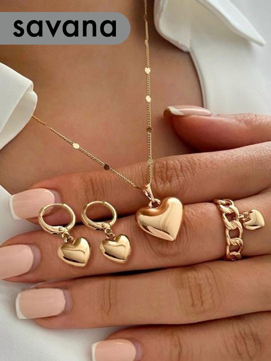 Heart Imitation/Artificial Jewellery 4Pcs