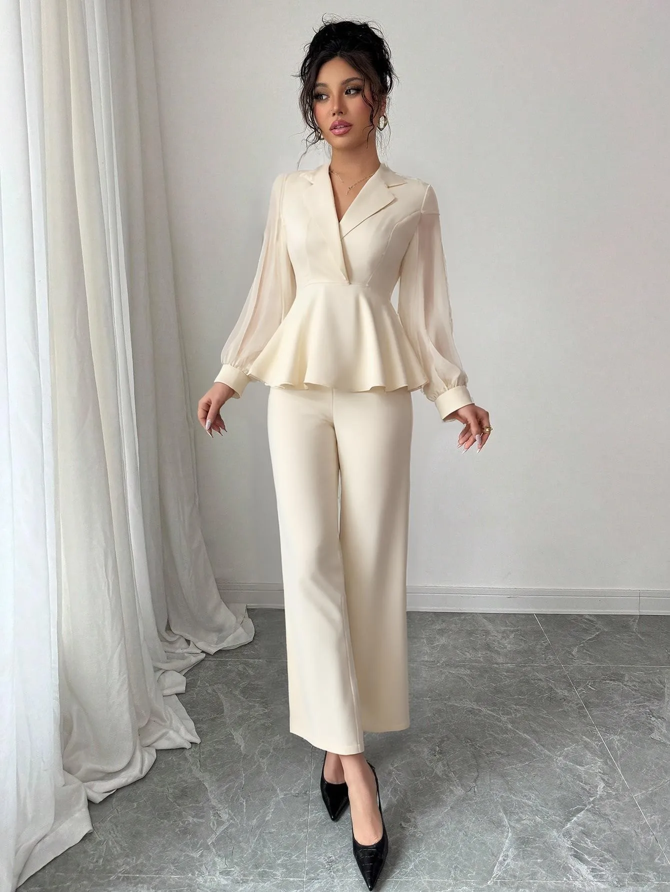 Rust Radiance Cosmos Tissue Peplum Co-Ord Set