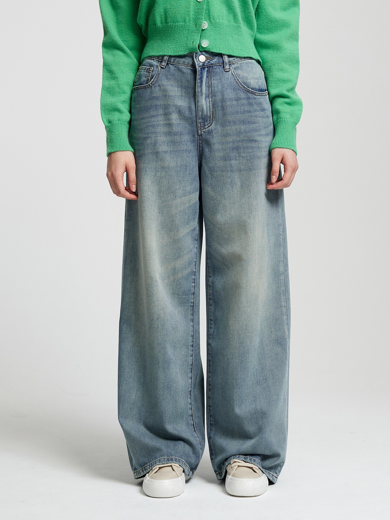 Light Blue High Waist Straight Leg Jeans