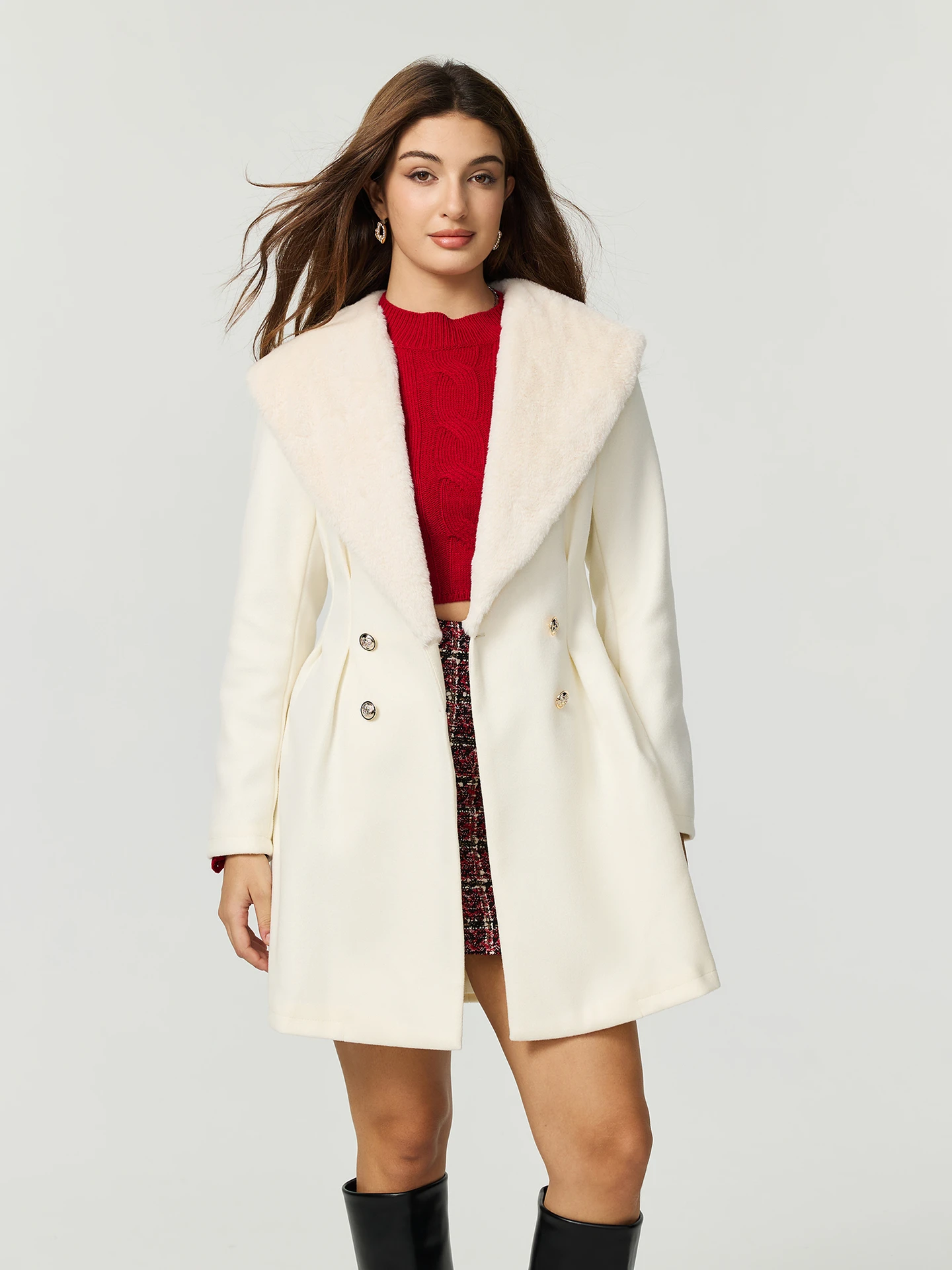 Trench Coat White Wool Blend Coat OVERSIZED WOOL BLEND COAT ZW