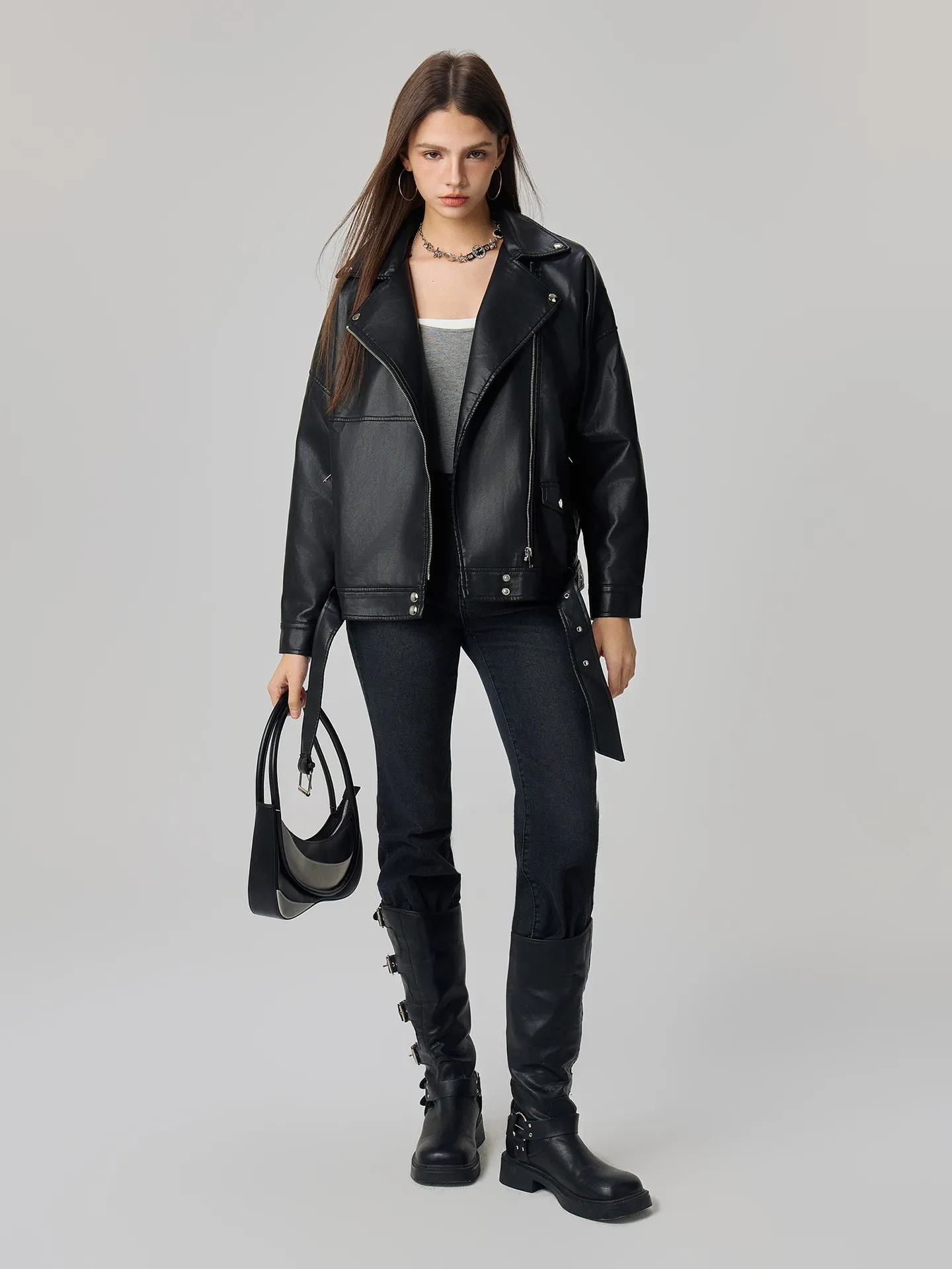 Asymmetric Faux Leather Jacket | Savana | Bestsellers