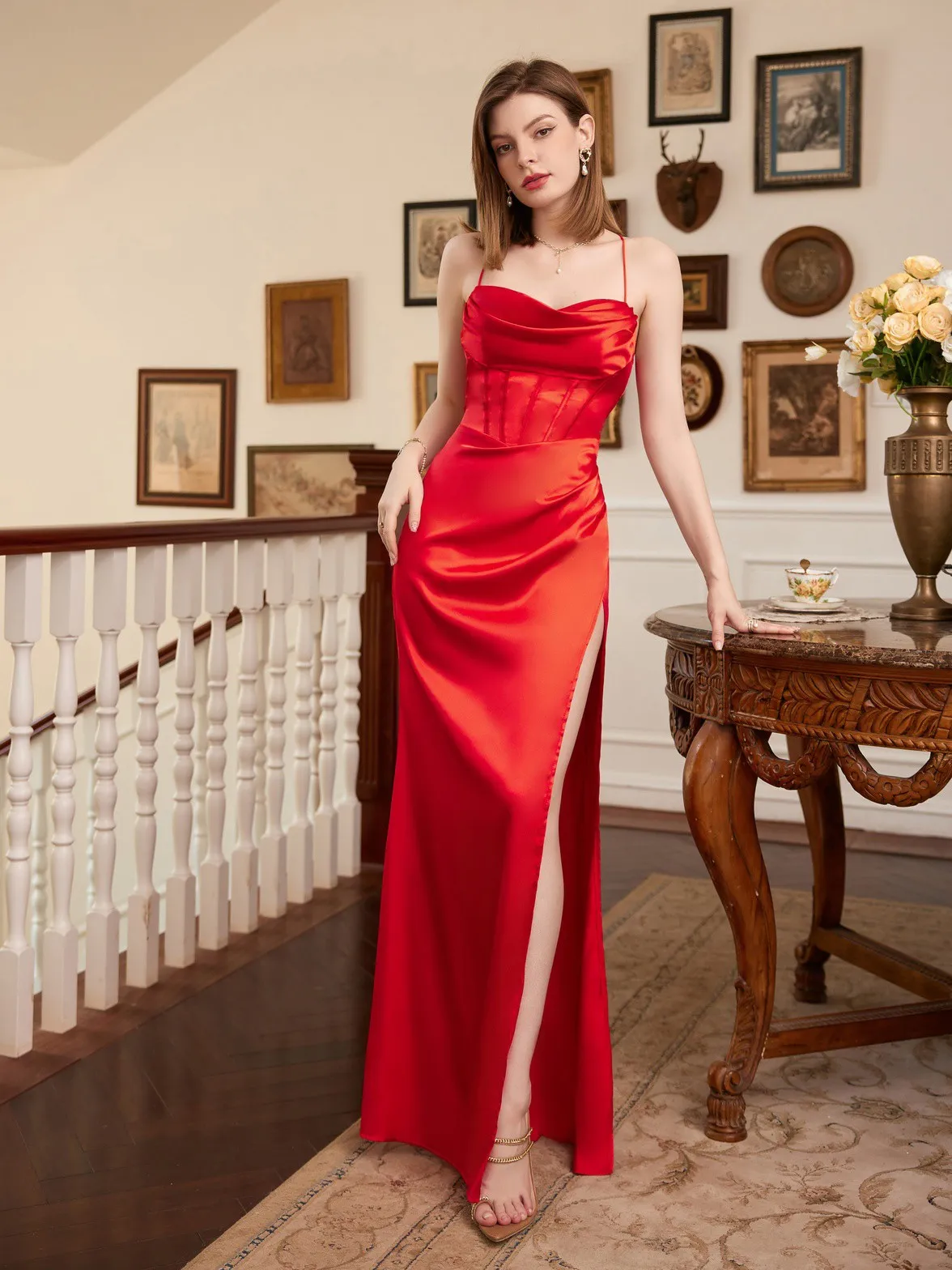 cocktail slit dress Silver Beaded Sweetheart Mermaid Long Formal Dress with Slit Silver / 4 / Spandex