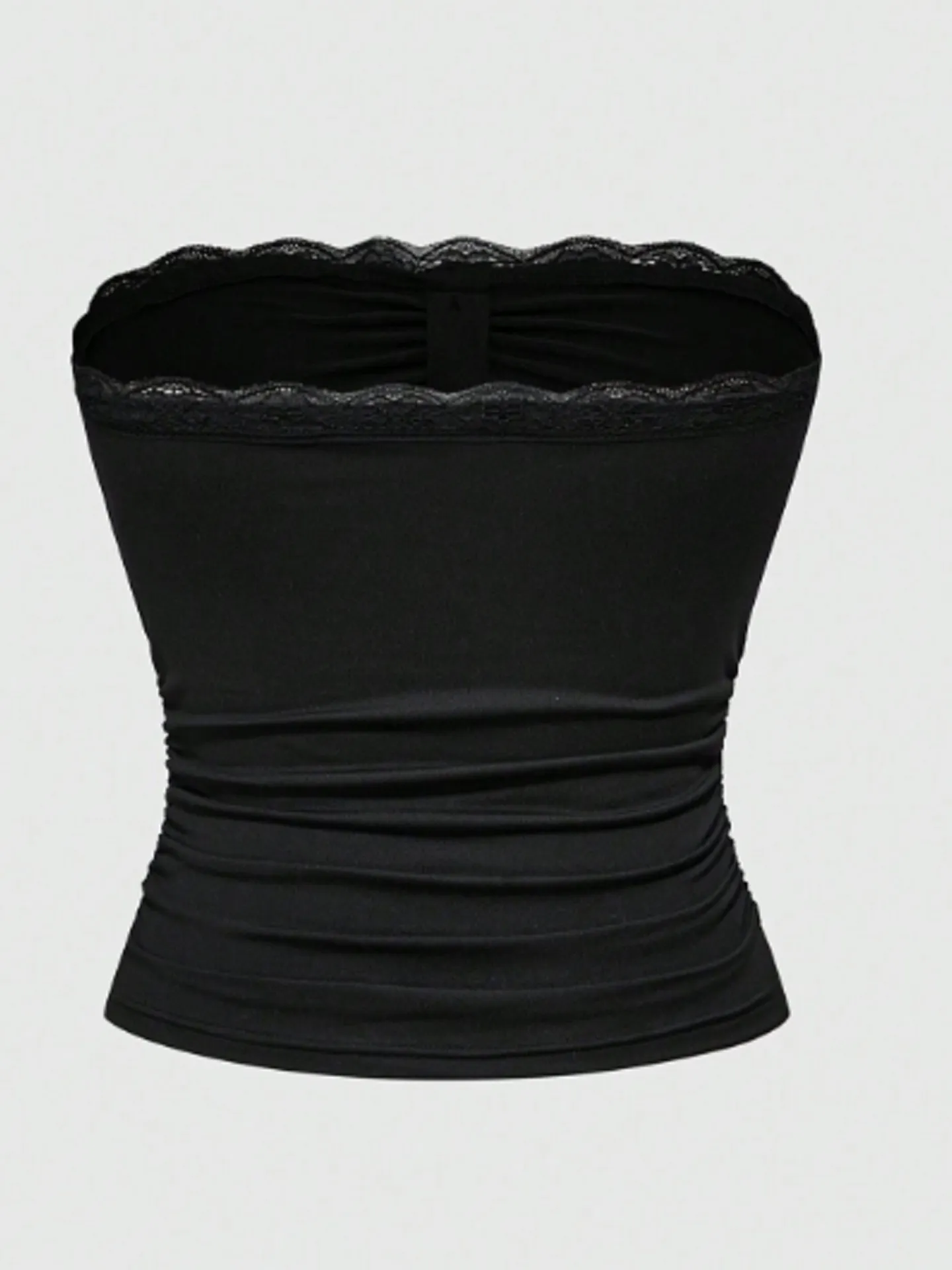 Lace Trim Bow Ribbed Tube Top main image 0
