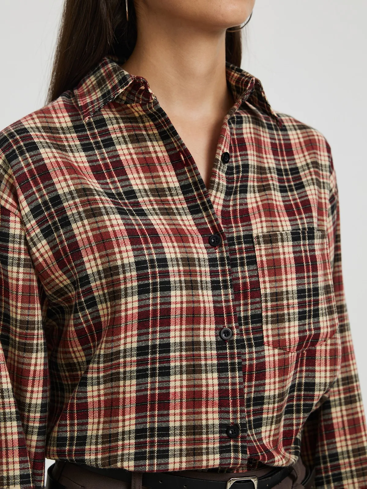 Tartan Checked Extra Loose Shirt | Savana | Bestsellers