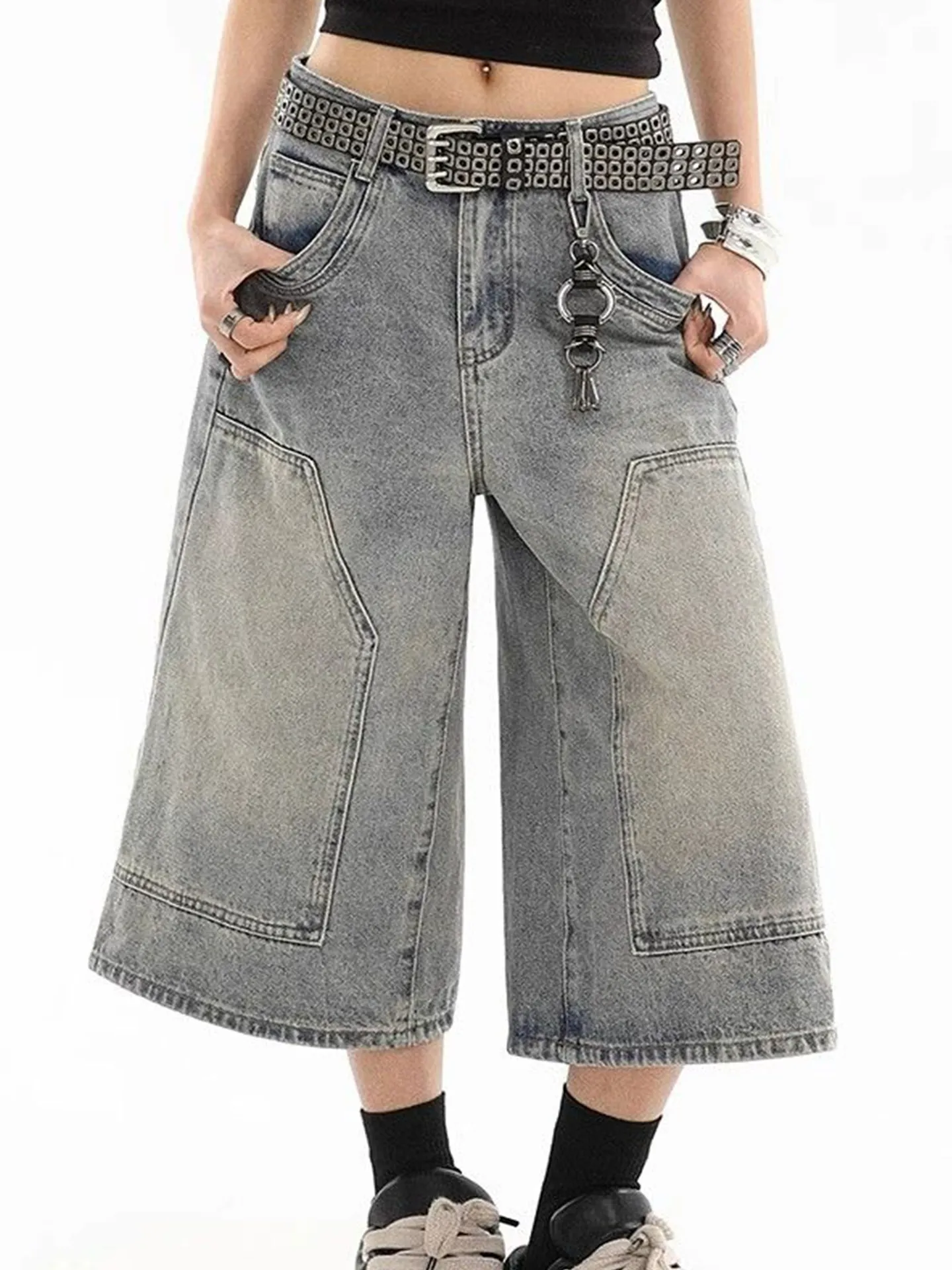Pintuck Seam Denim Bermuda Shorts | Savana | Bestsellers