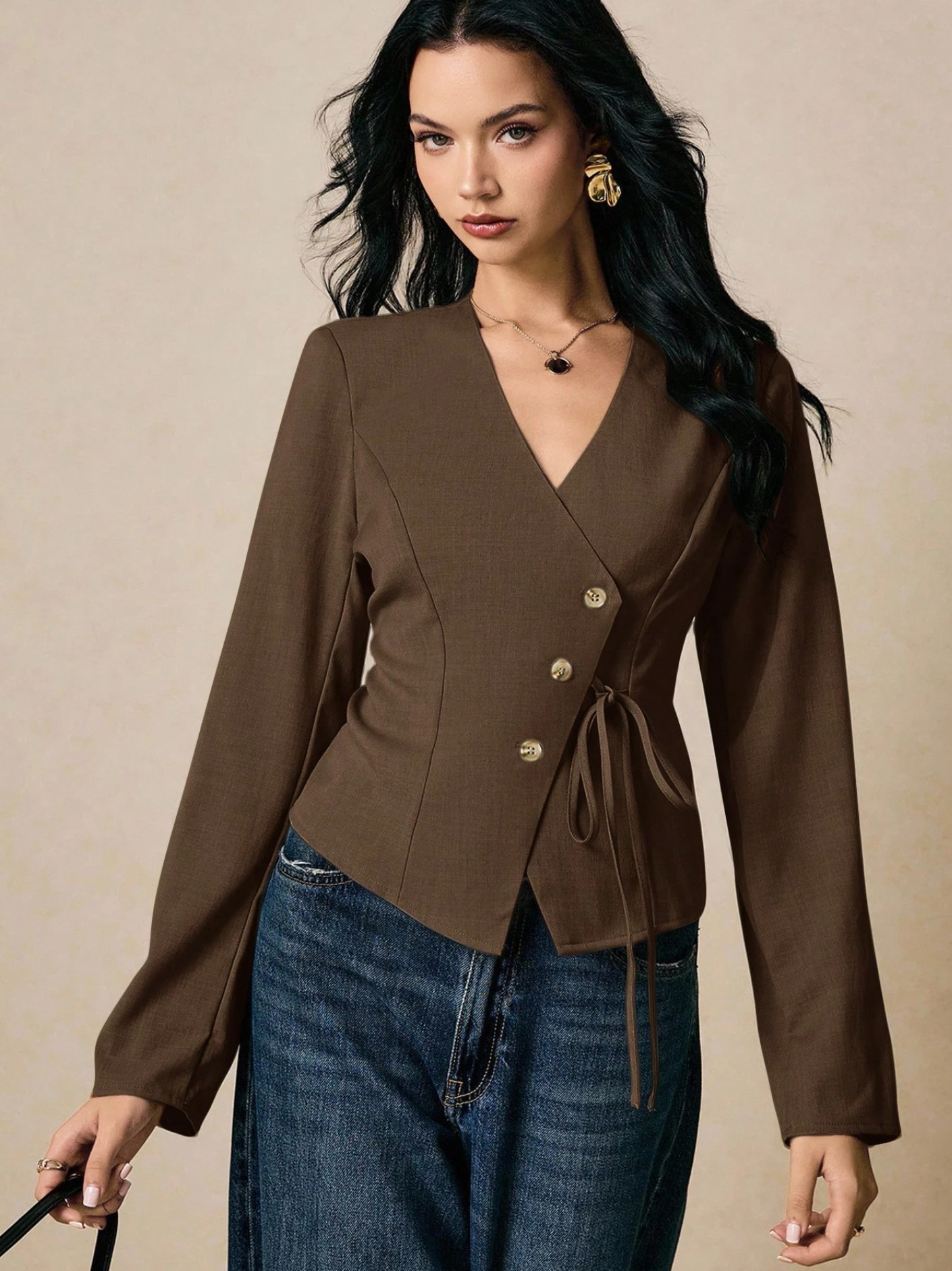 Asymetric Denim Blazer main image 1
