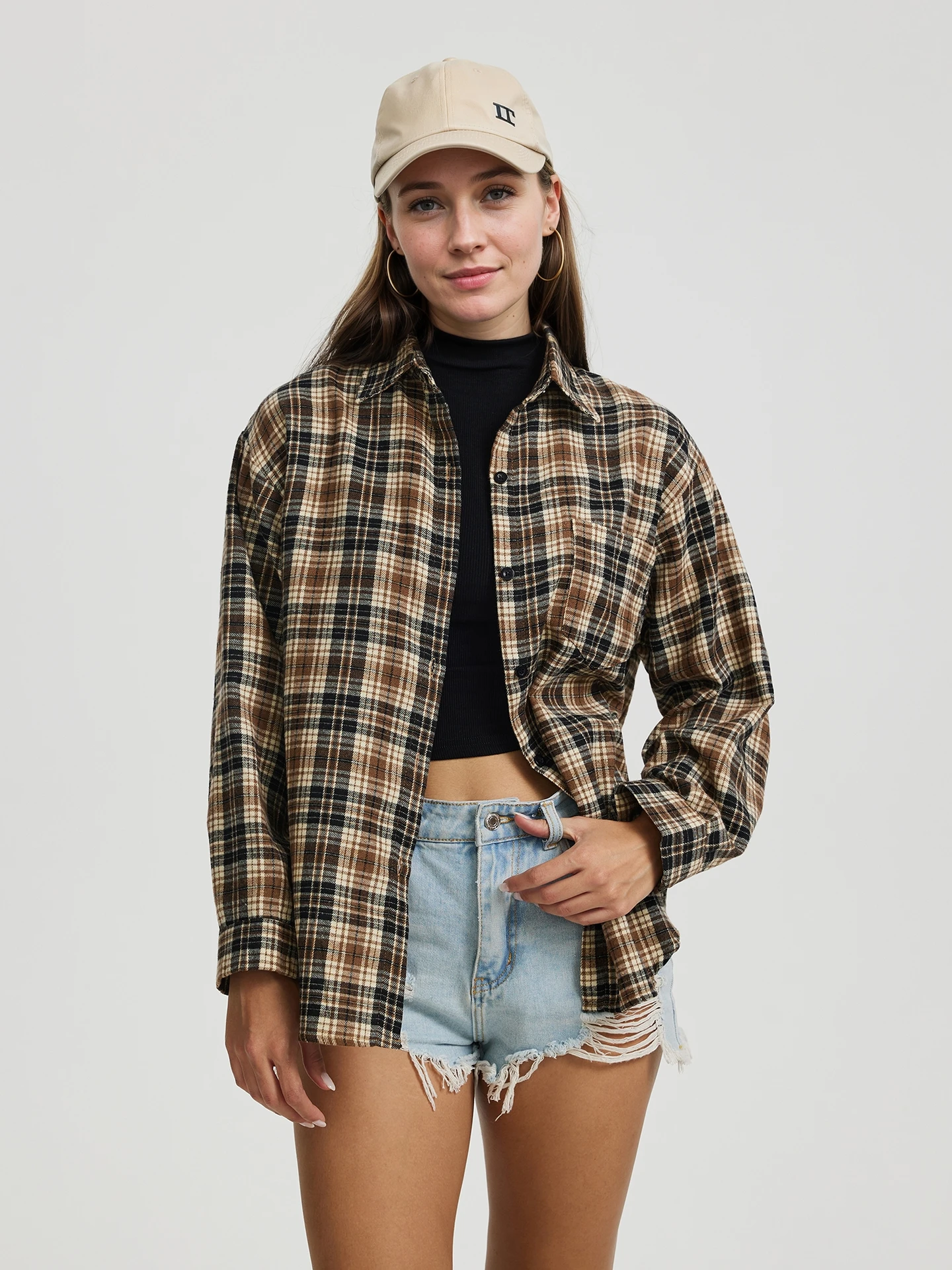 Tartan Checked Extra Loose Shirt | Savana | Bestsellers