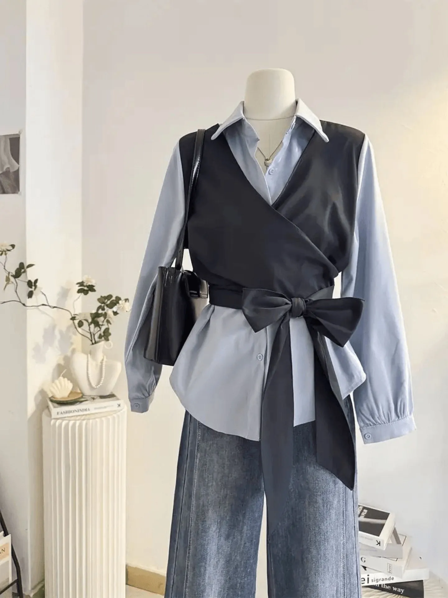 Chic Layered Look Shirt with Bow Tie Waist | Savana | Bestsellers