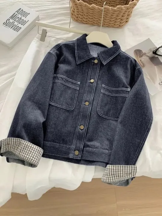 【JLS】22ss CRASH DENIM TRUCKER JACKET Blue Trucker jacket with striped inserts