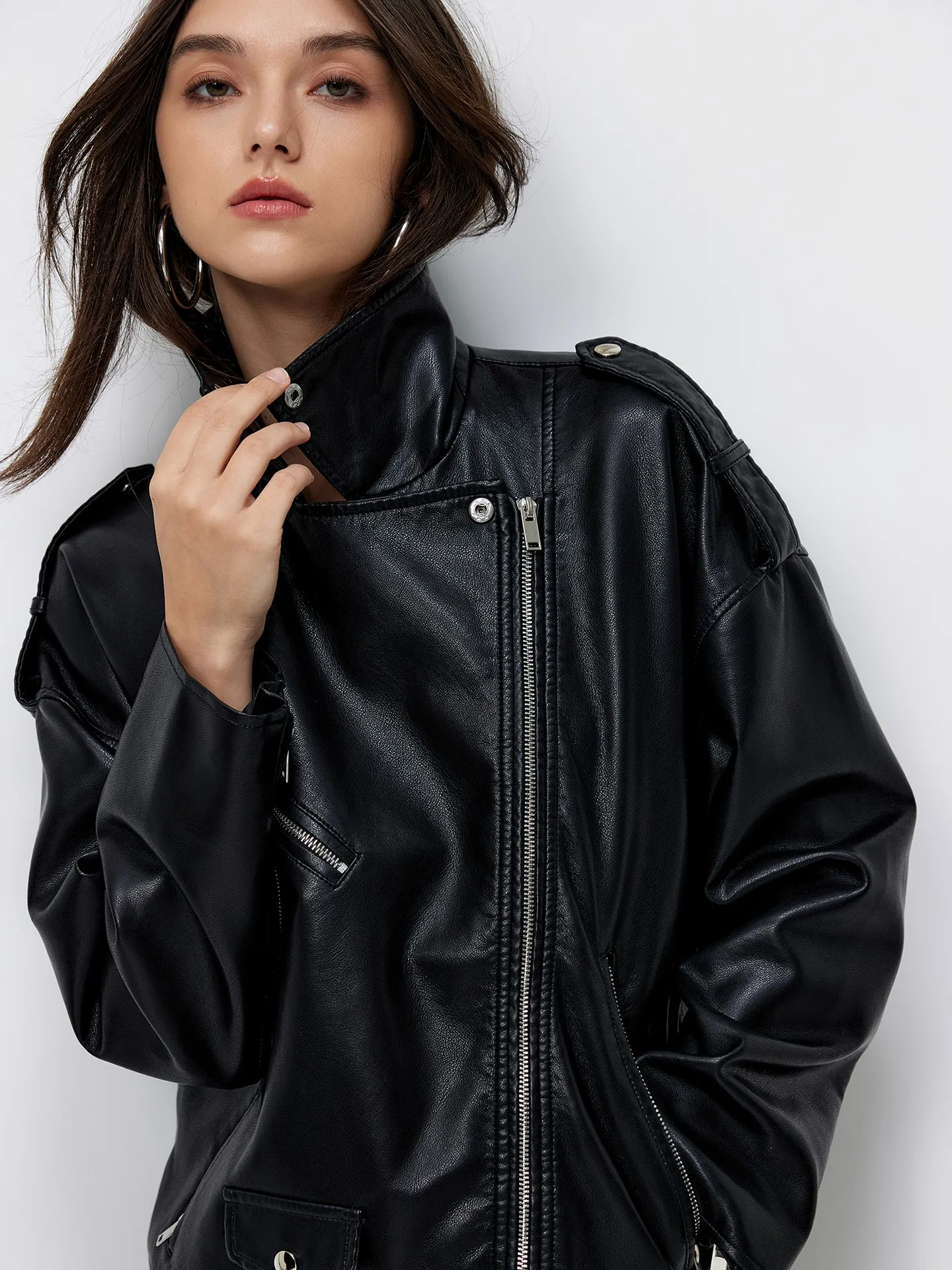 Asymmetric Faux Leather Jacket | Savana | Bestsellers