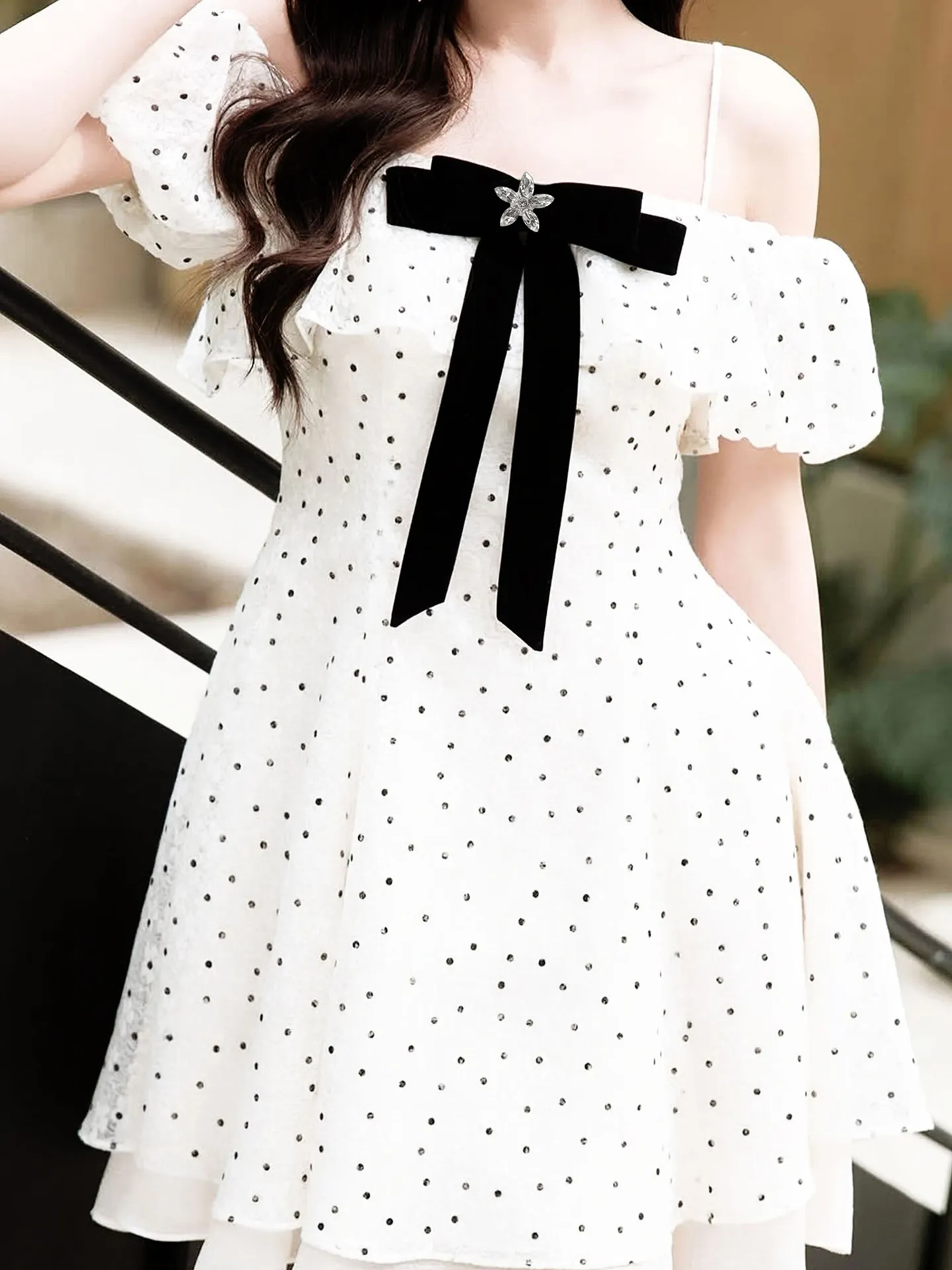 Polka Dot Cut-Out Bow Dress main image 1
