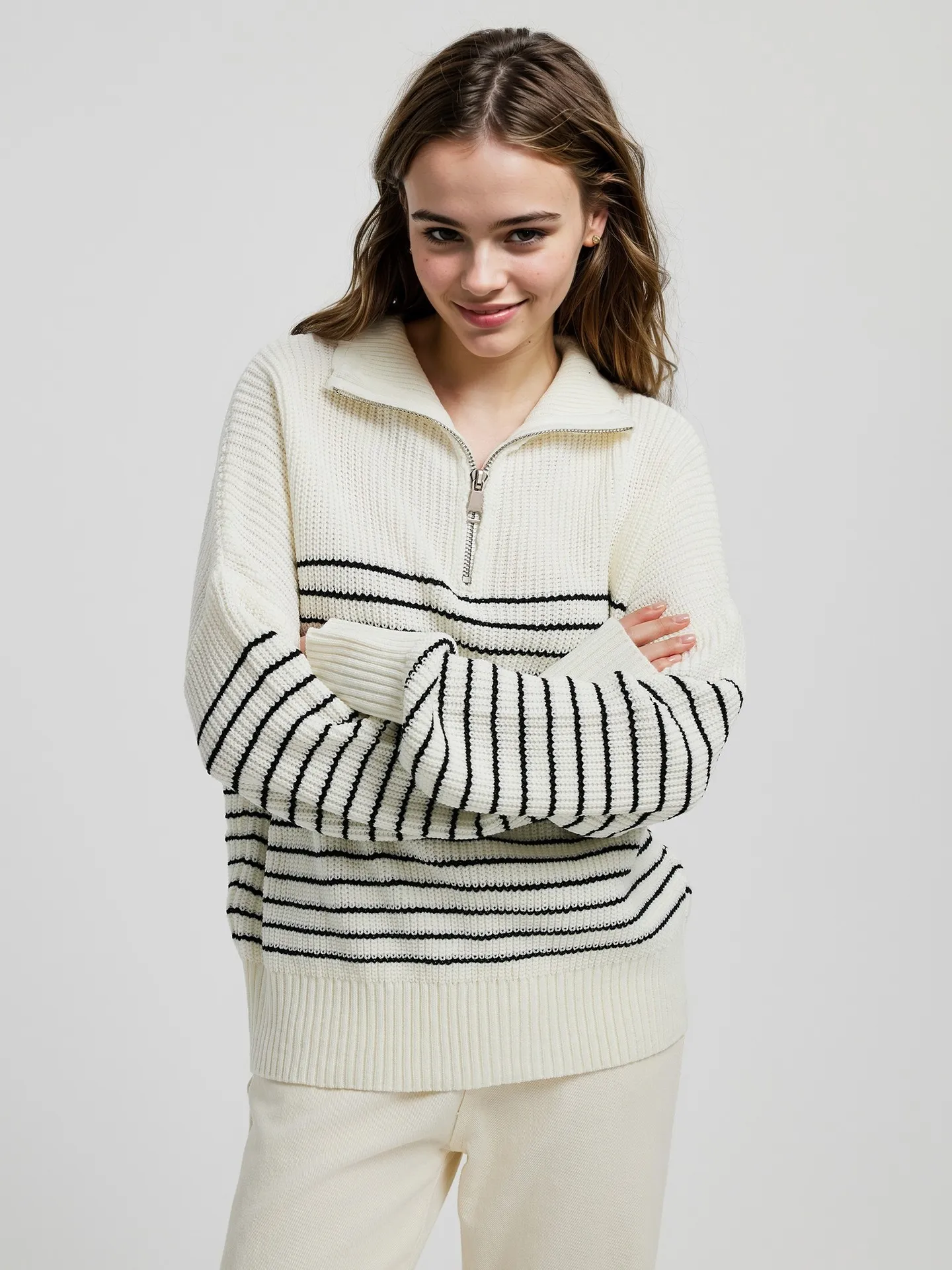 Zip-up Knit Pullover | Savana | Bestsellers