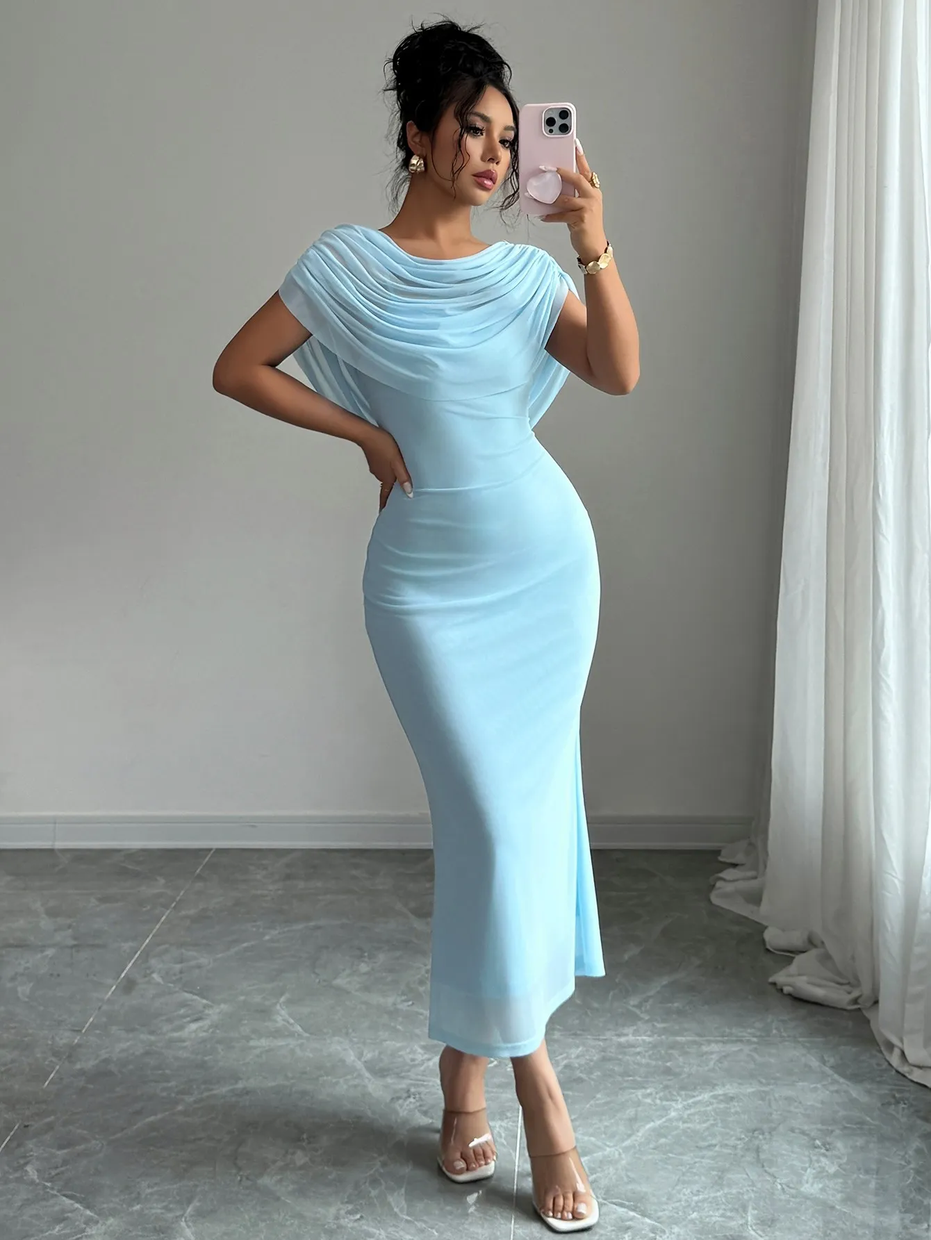 bodycon dress blue Bodycon Basic Essential Dress- Blue Small main image 1