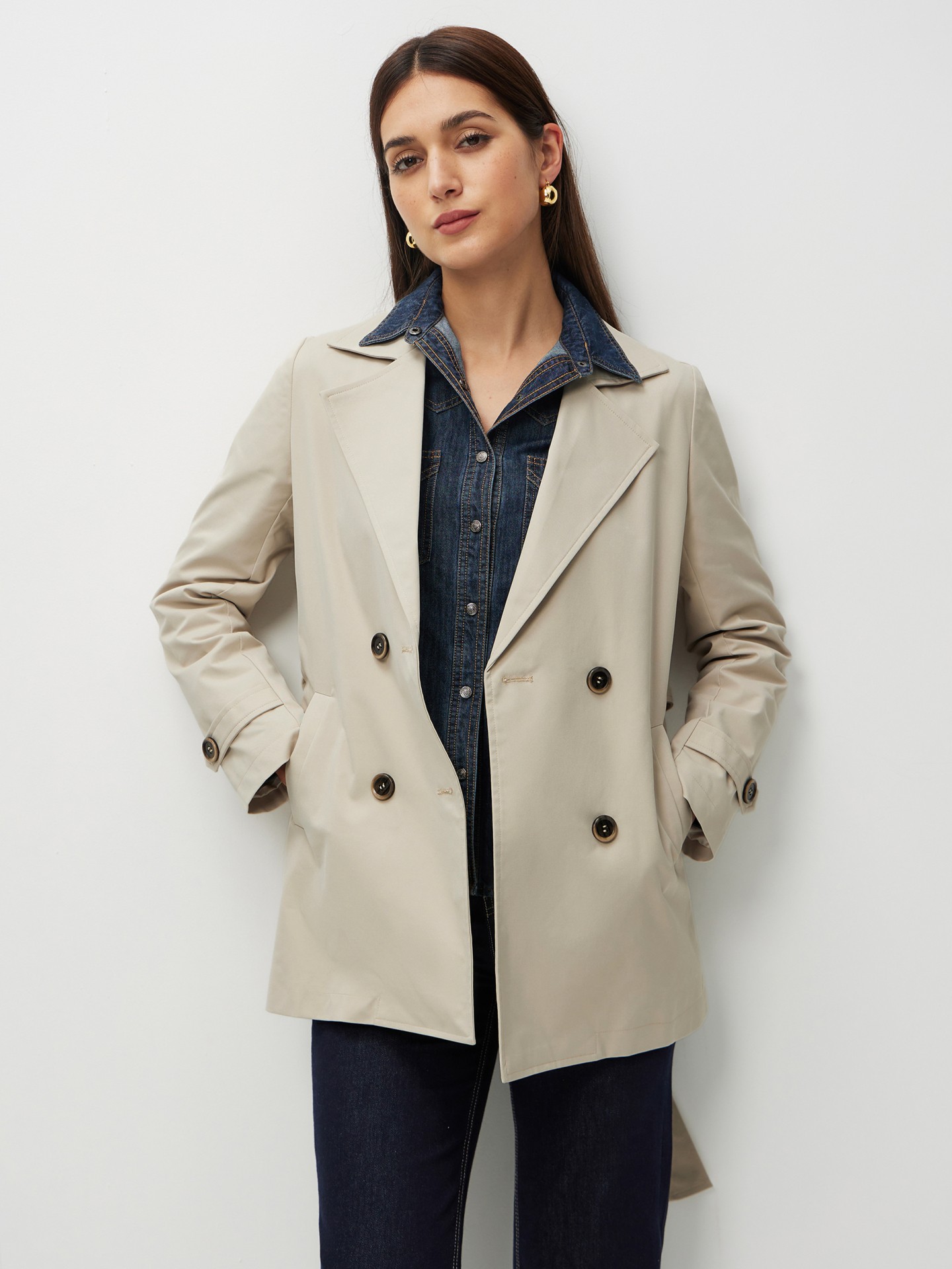 Champagne Trench Coat With Belt