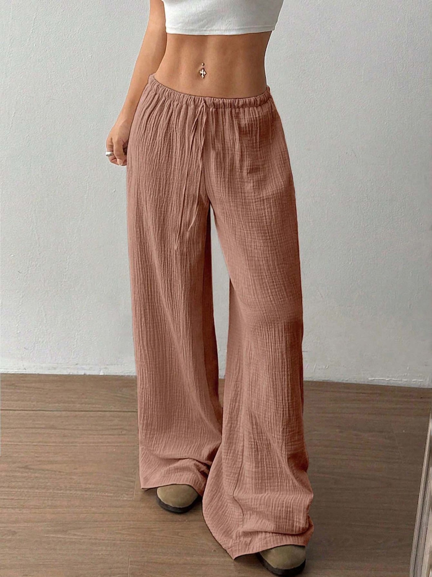 Drawstring Straight Leg Pants