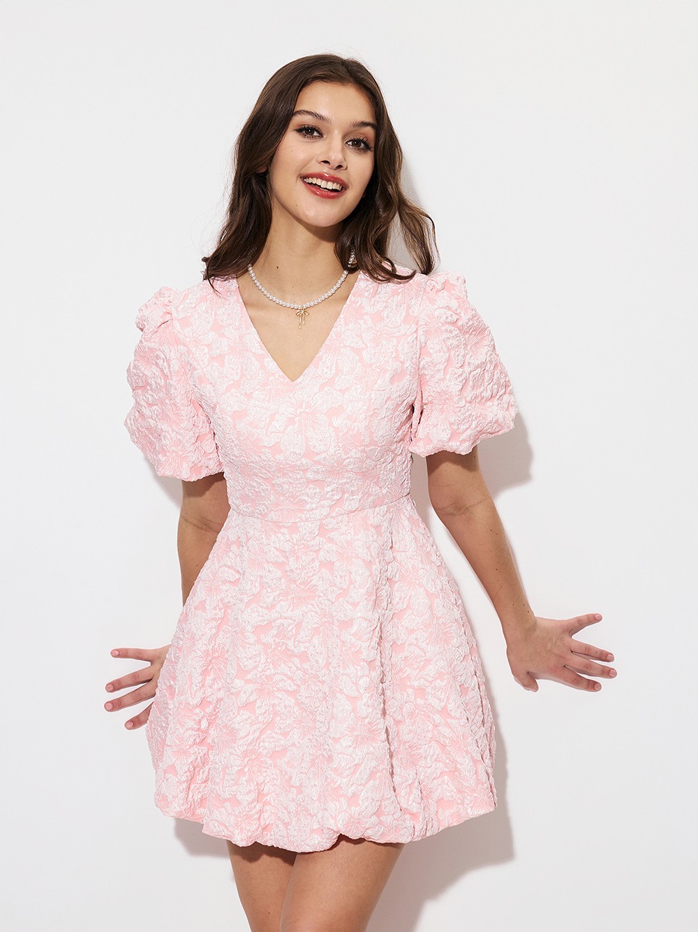 Pink Darted A-Line Dress