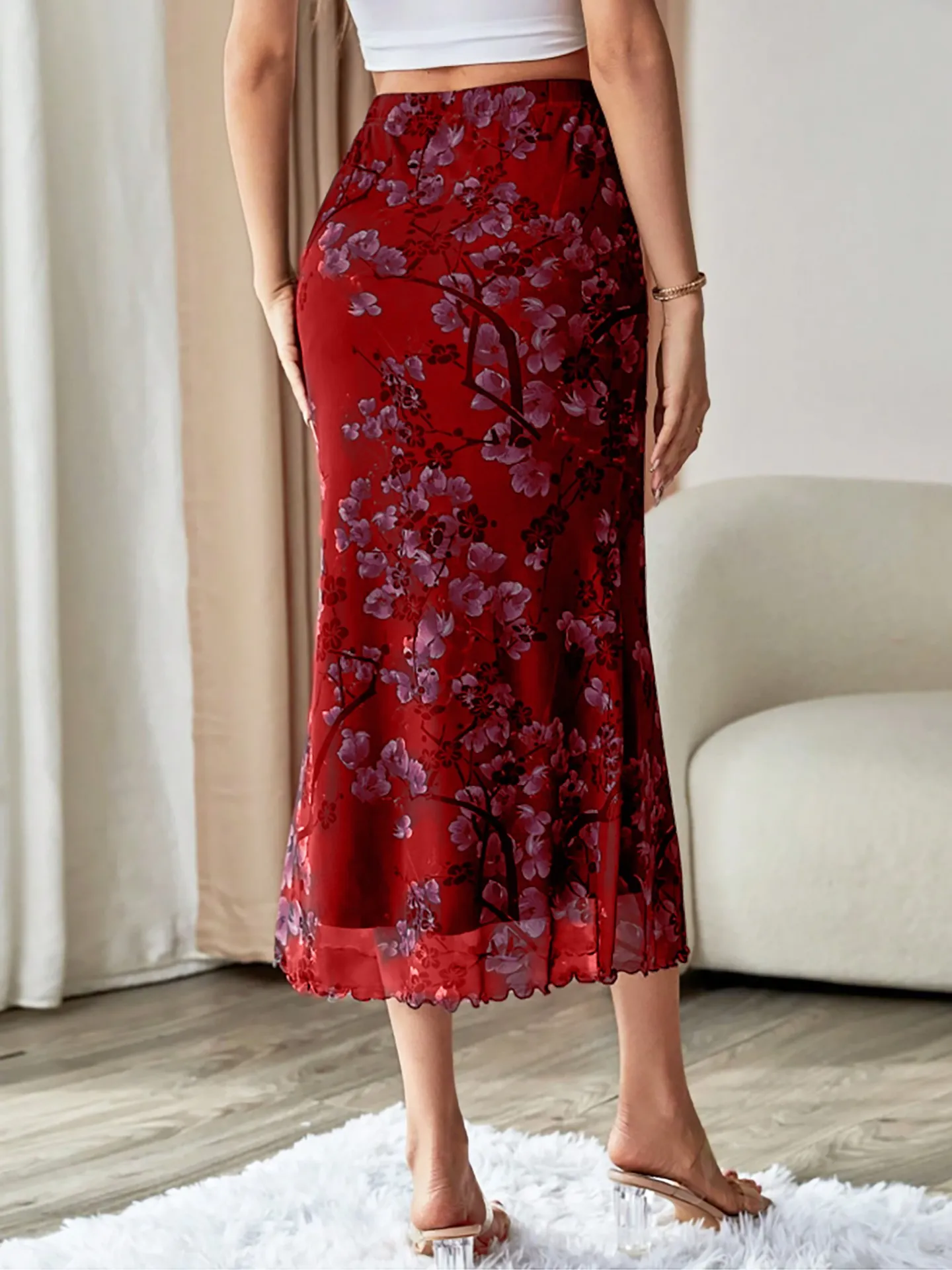 Flower Printed Mermaid Skirt | Savana | Bestsellers