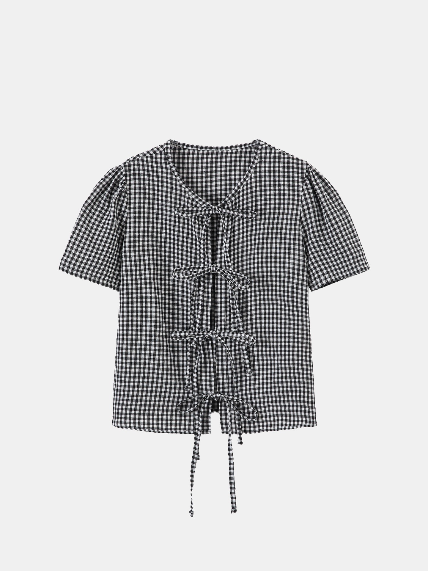 Black Bow Placket Blouse