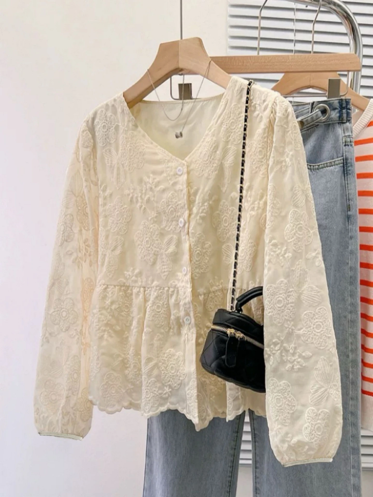 Embroidered Placket Embroidered Placket Blouse | Savana | Bestsellers