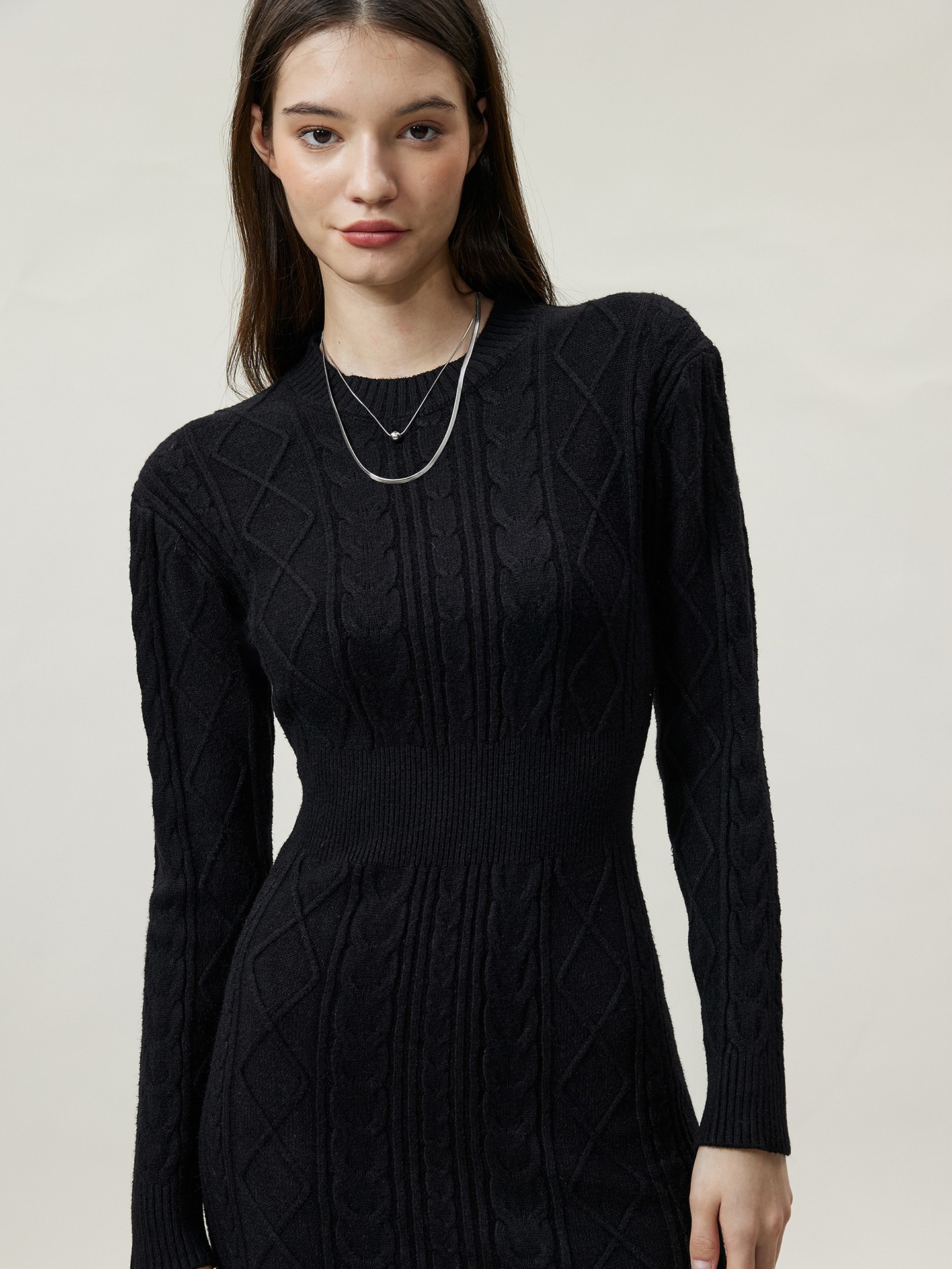 Black Cable Knit Dress