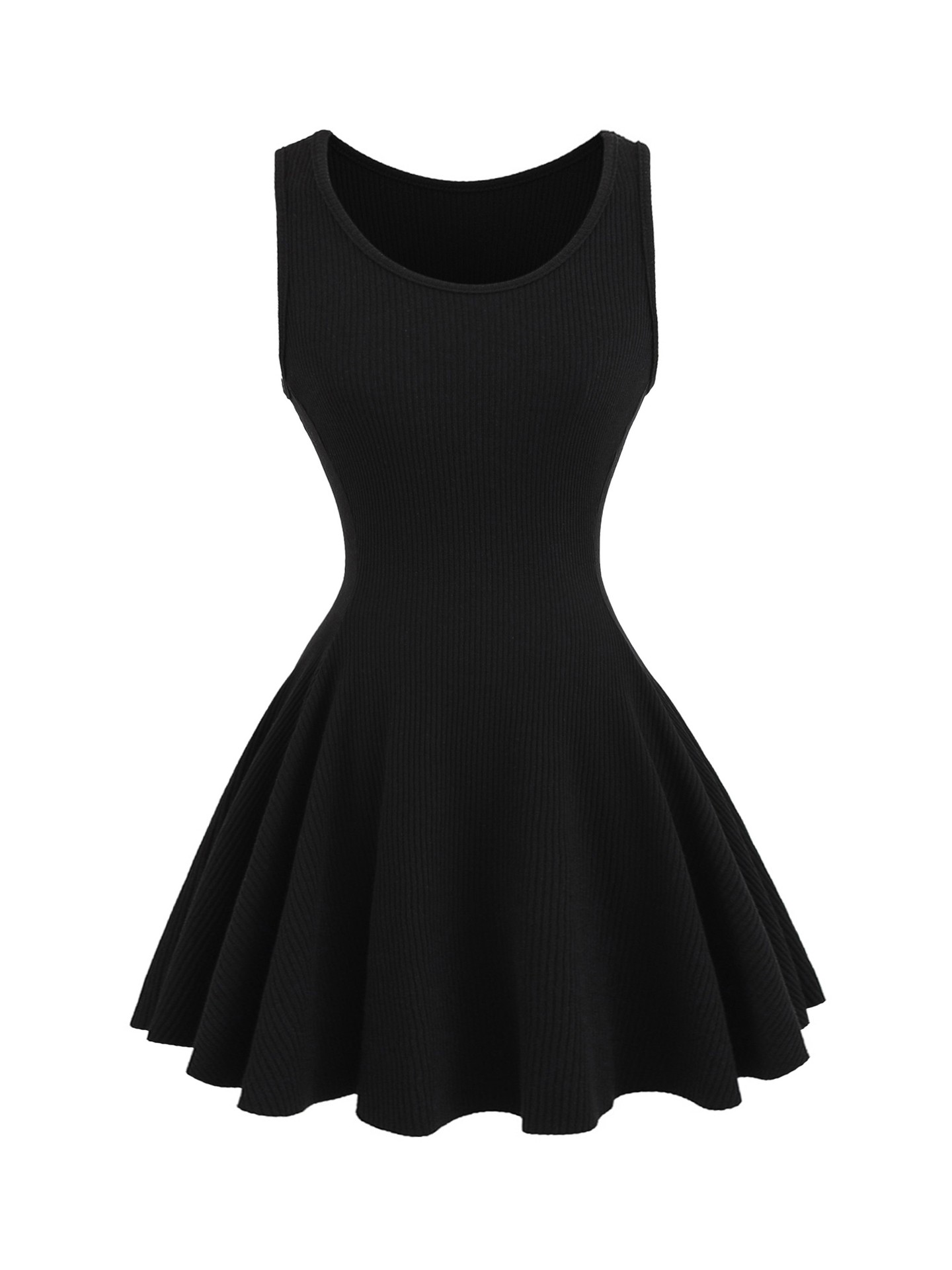 Black  A-Line Skater Jersey Dress