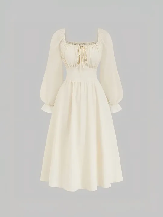 elegant beige bridesmaid dresses BEIGE DRESS WITH COLLAR main image 0