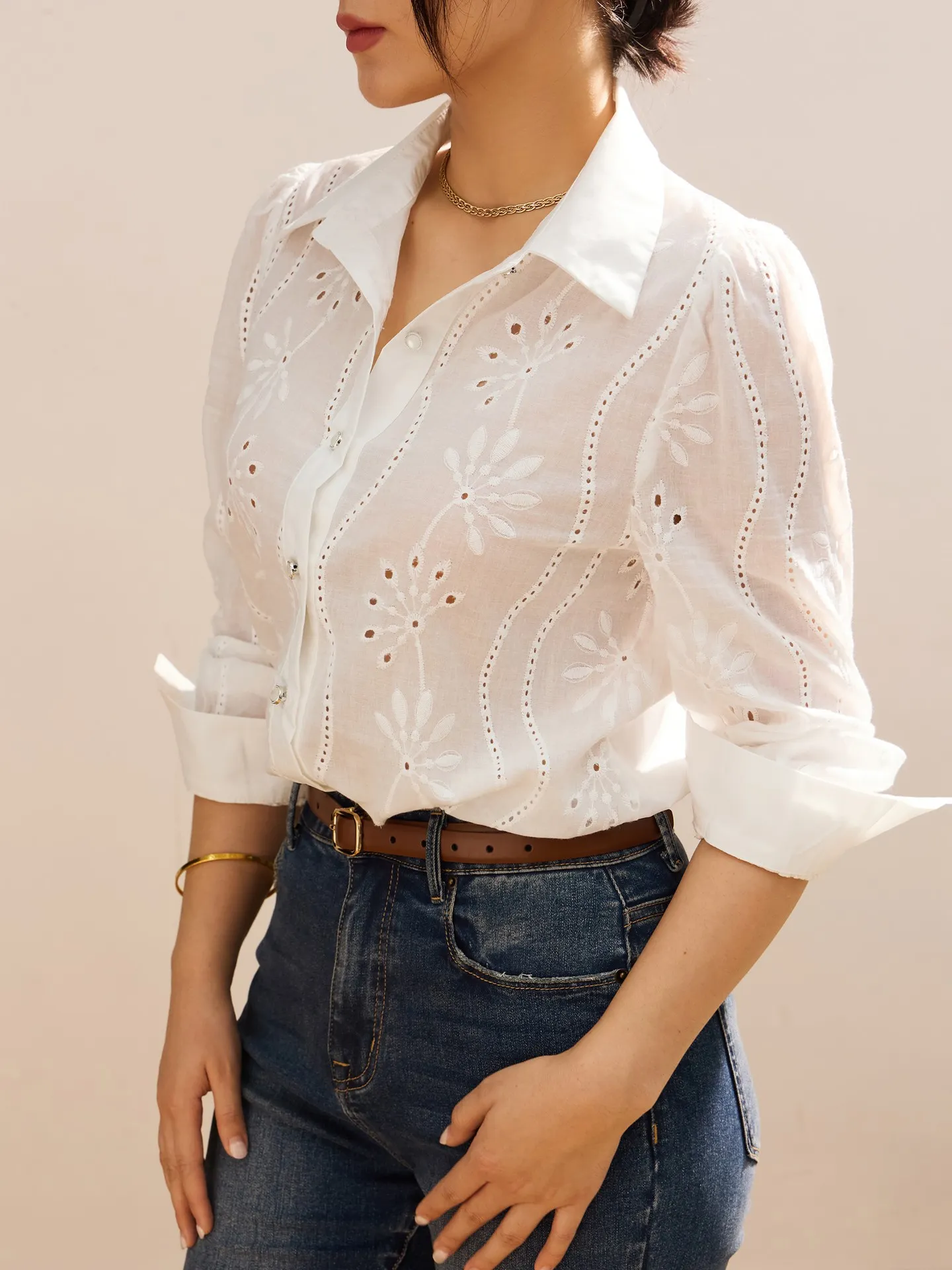 Embroidered Placket Embroidered Placket Blouse | Savana | Bestsellers